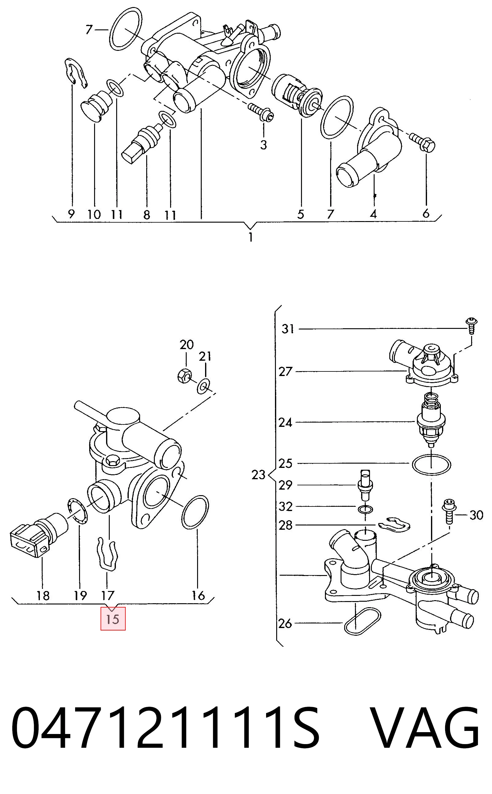 047121111S VAG Obudowa termostatu