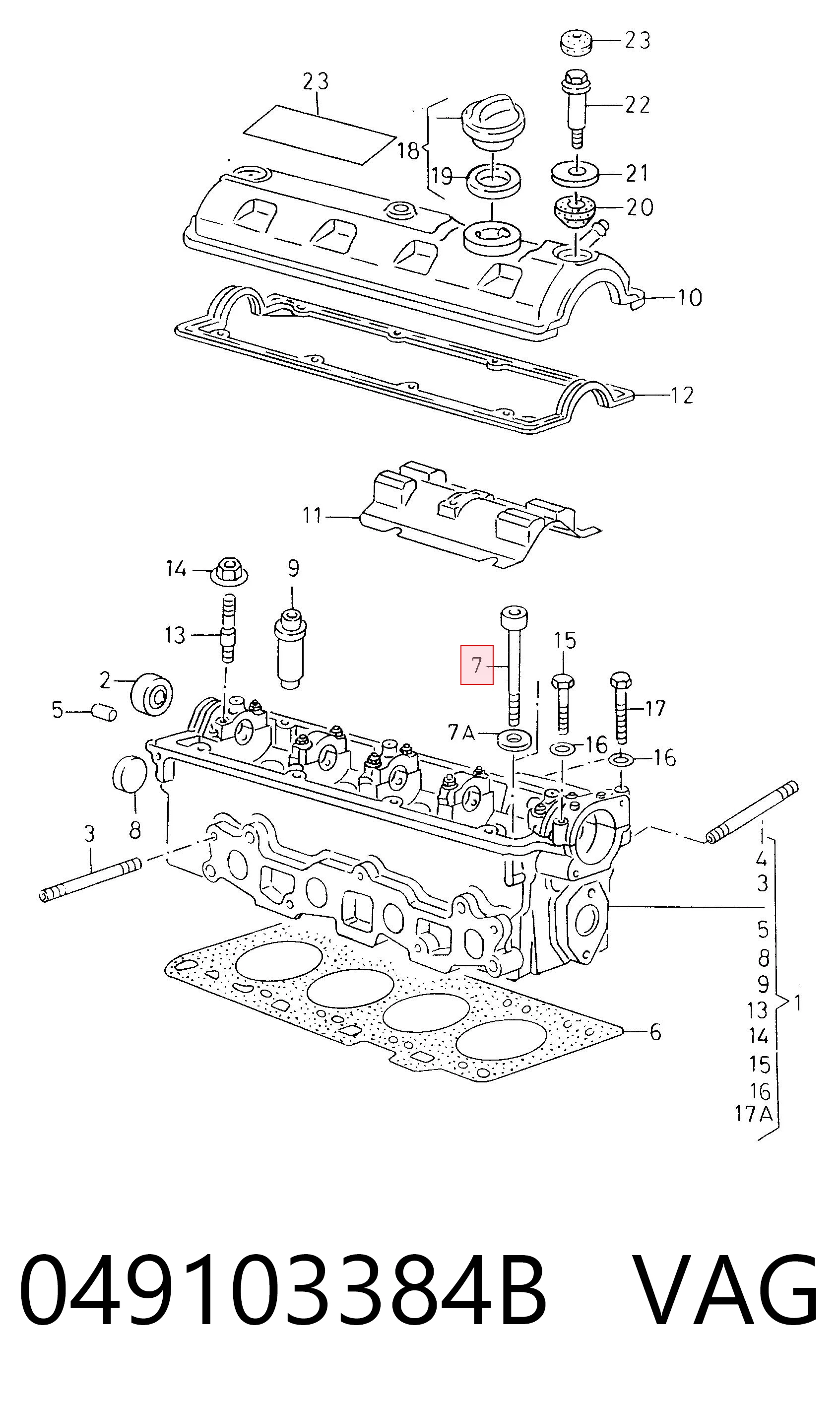 049103384B VAG Śruba głowicy cylindrów