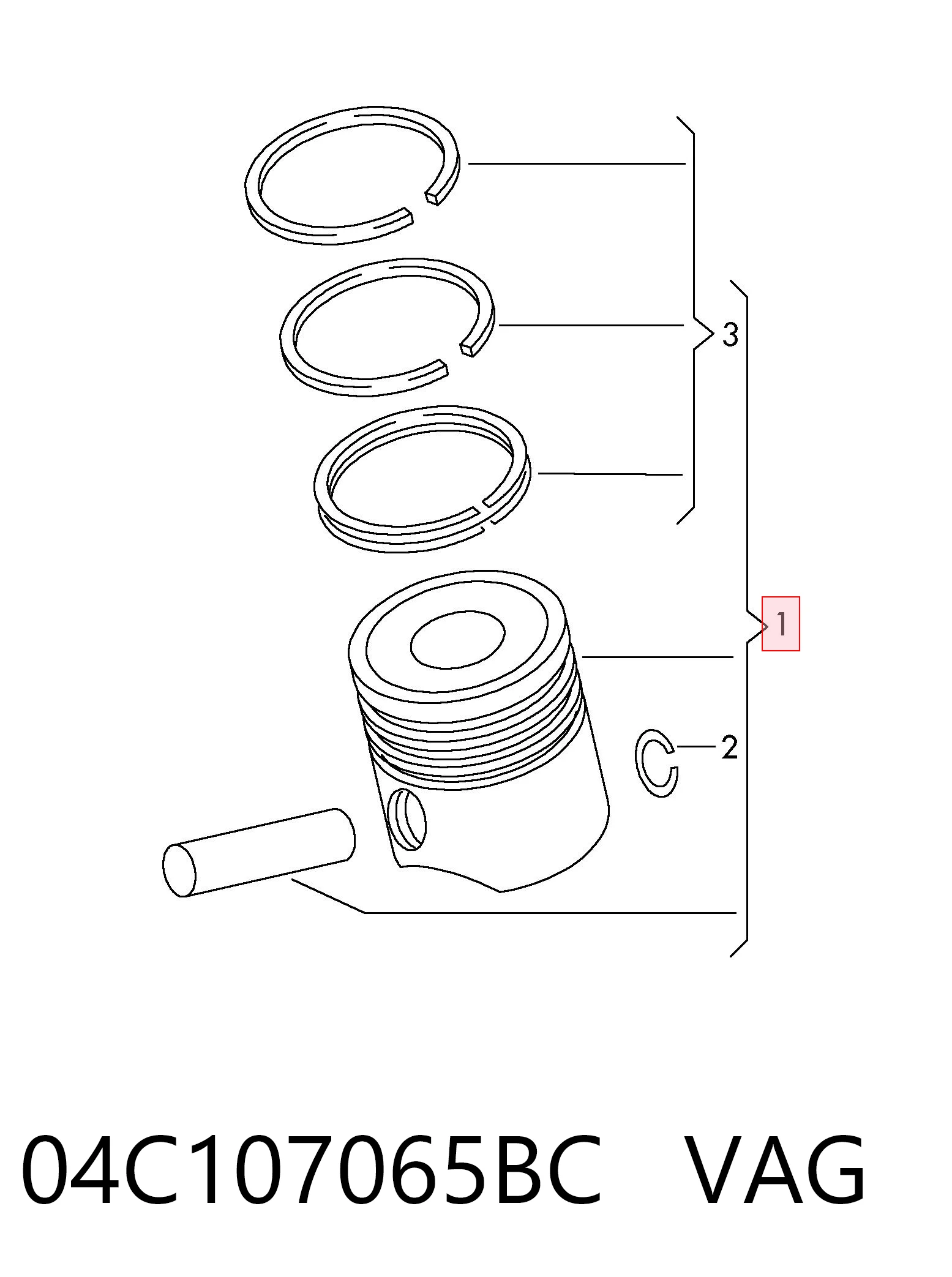 Tłok, komplet do jednego cylindru, STD do Volkswagen Polo VI AW1, BZ1, AE1