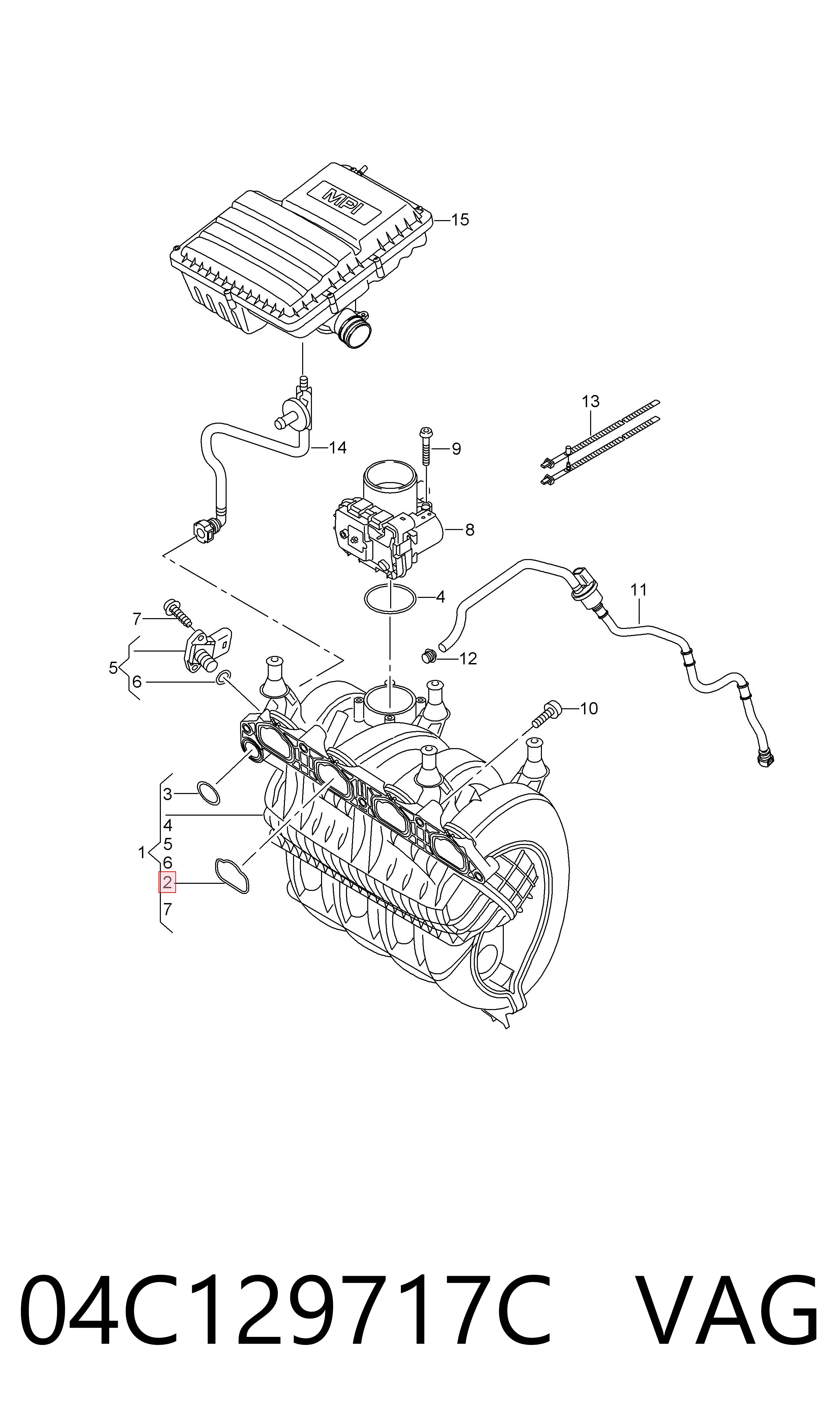 Uszczelka kolektora ssącego VAG 04C129717C cena, od 5,93 USD