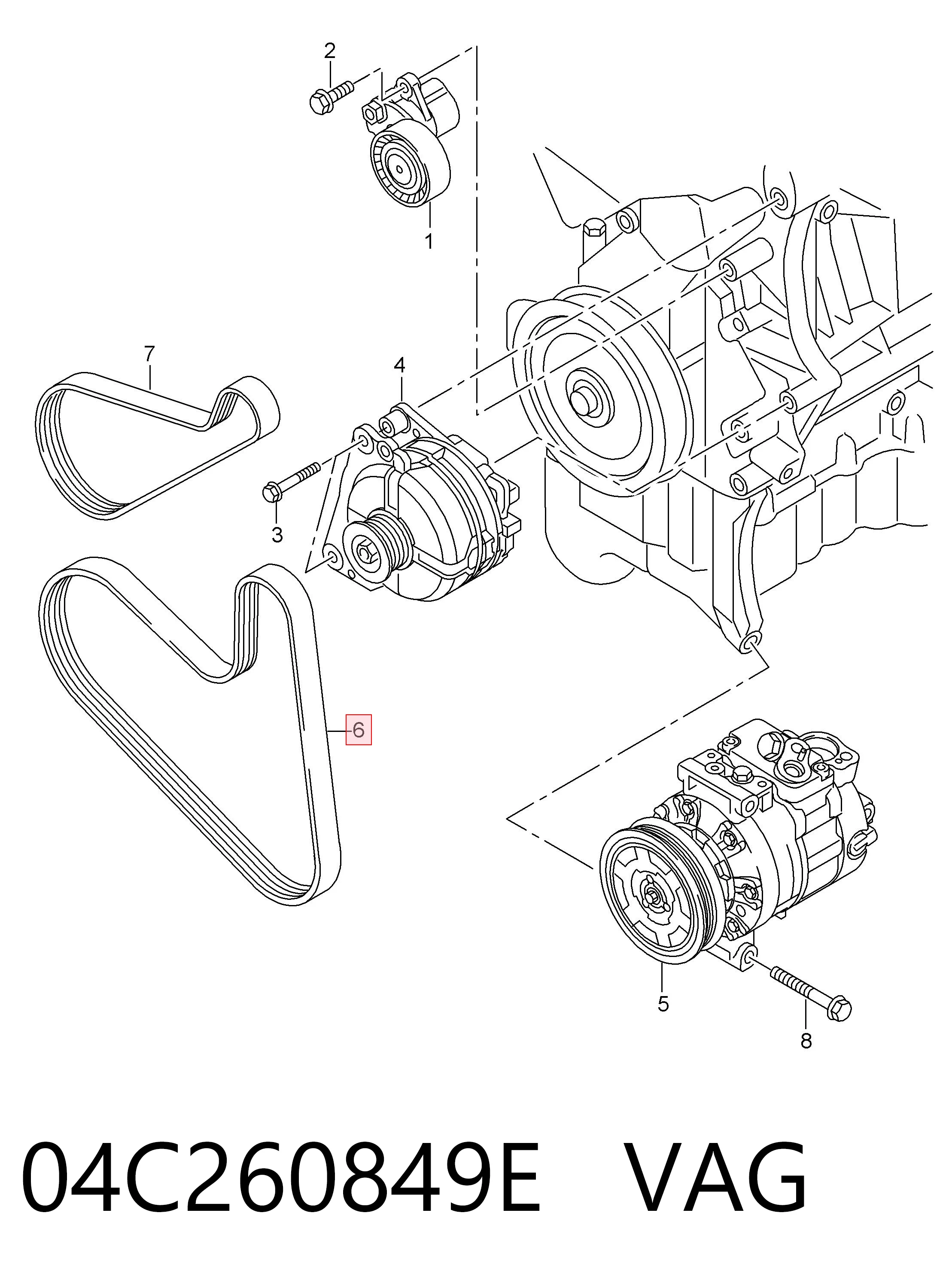 Pas napędowy mechanizmów VAG 04C260849E cena, od 19,35 USD