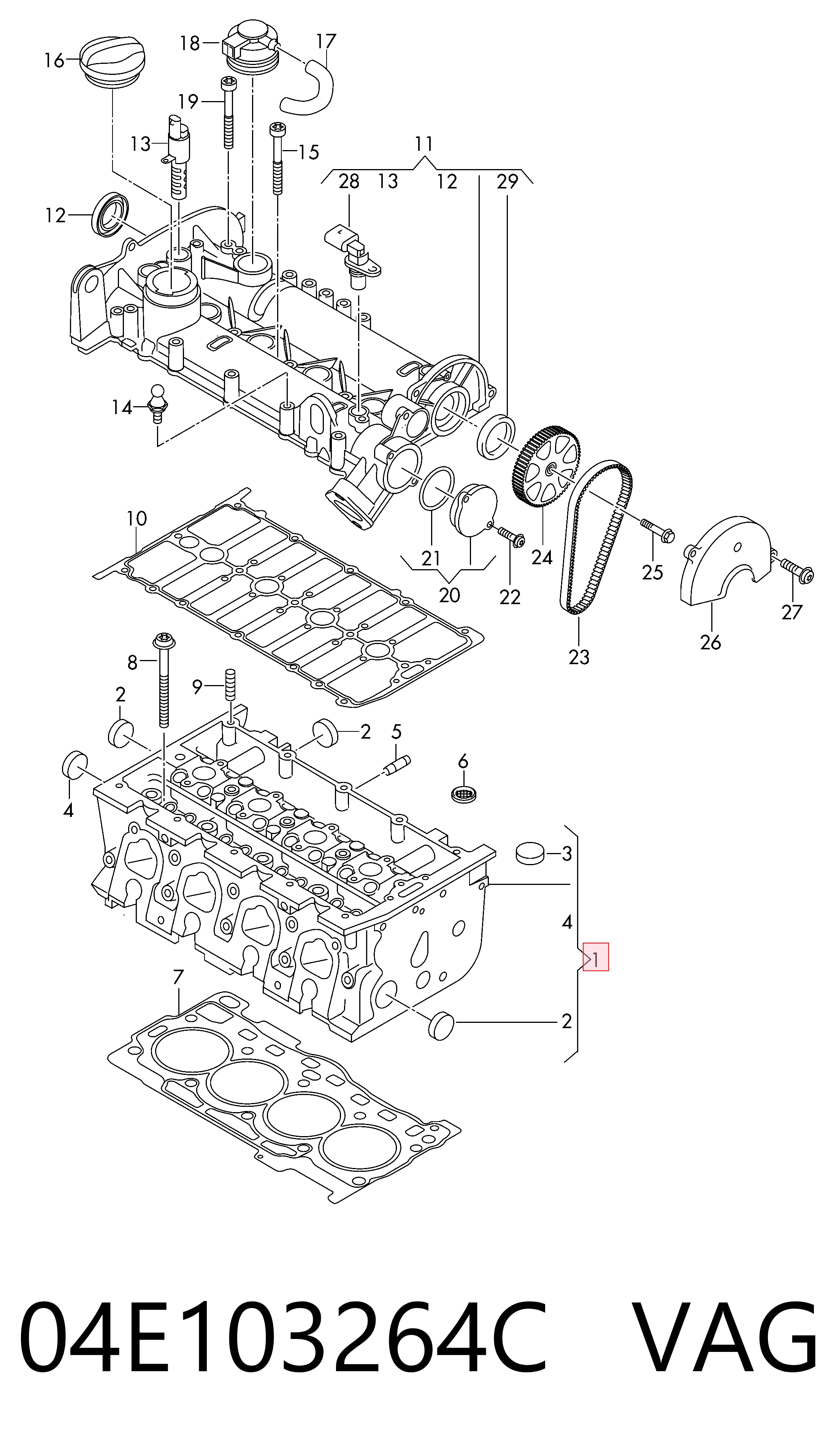 04E103264C VAG Głowica cylindrów