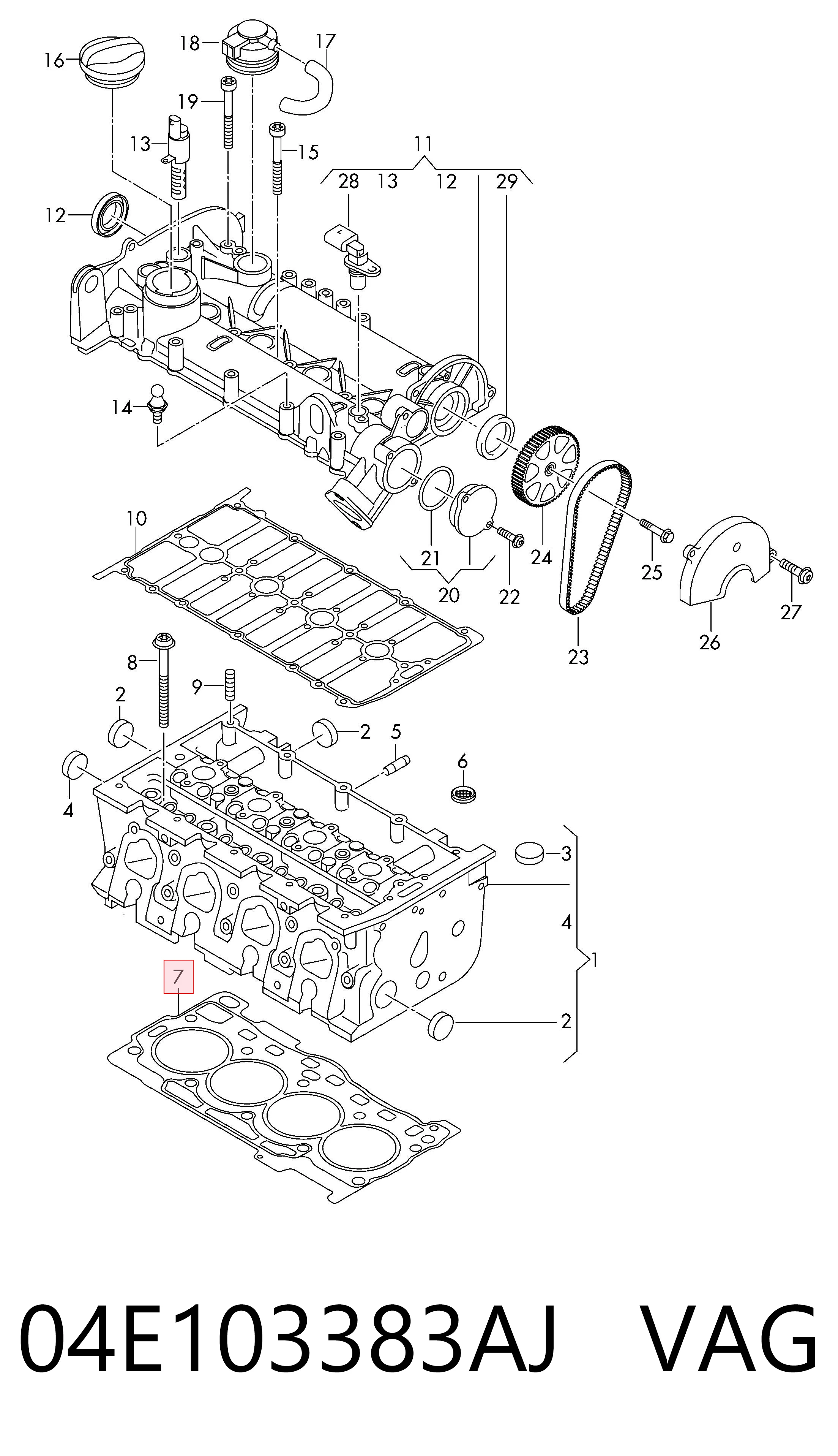 Uszczelka głowicy cylindrów VAG 04E103383AJ cena, od 31,05 USD