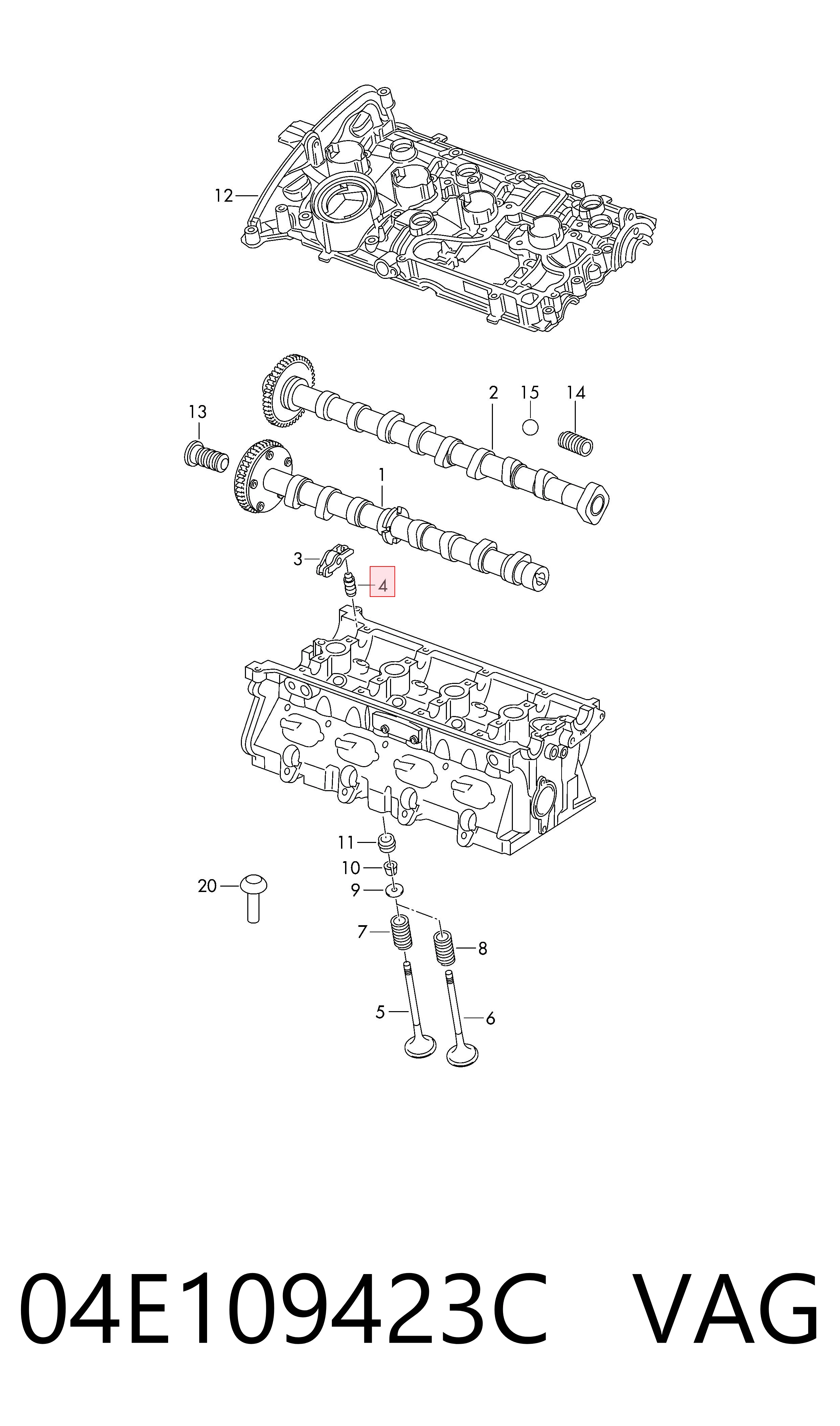 04E109423C VAG Kompensator hydrauliczny (popychacz hydrauliczny), popychacz zaworu