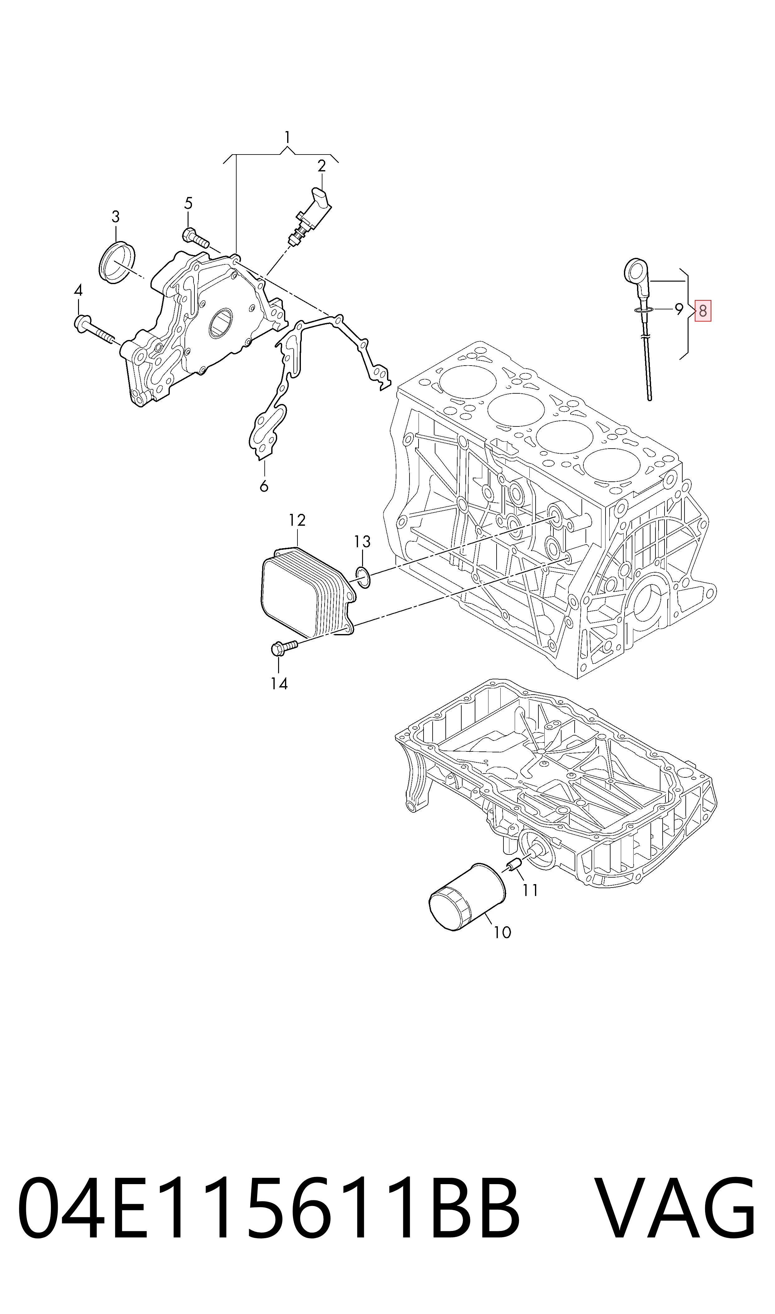 Bagnet poziomu oleju w silniku do Volkswagen Golf VIII CD1, DA1