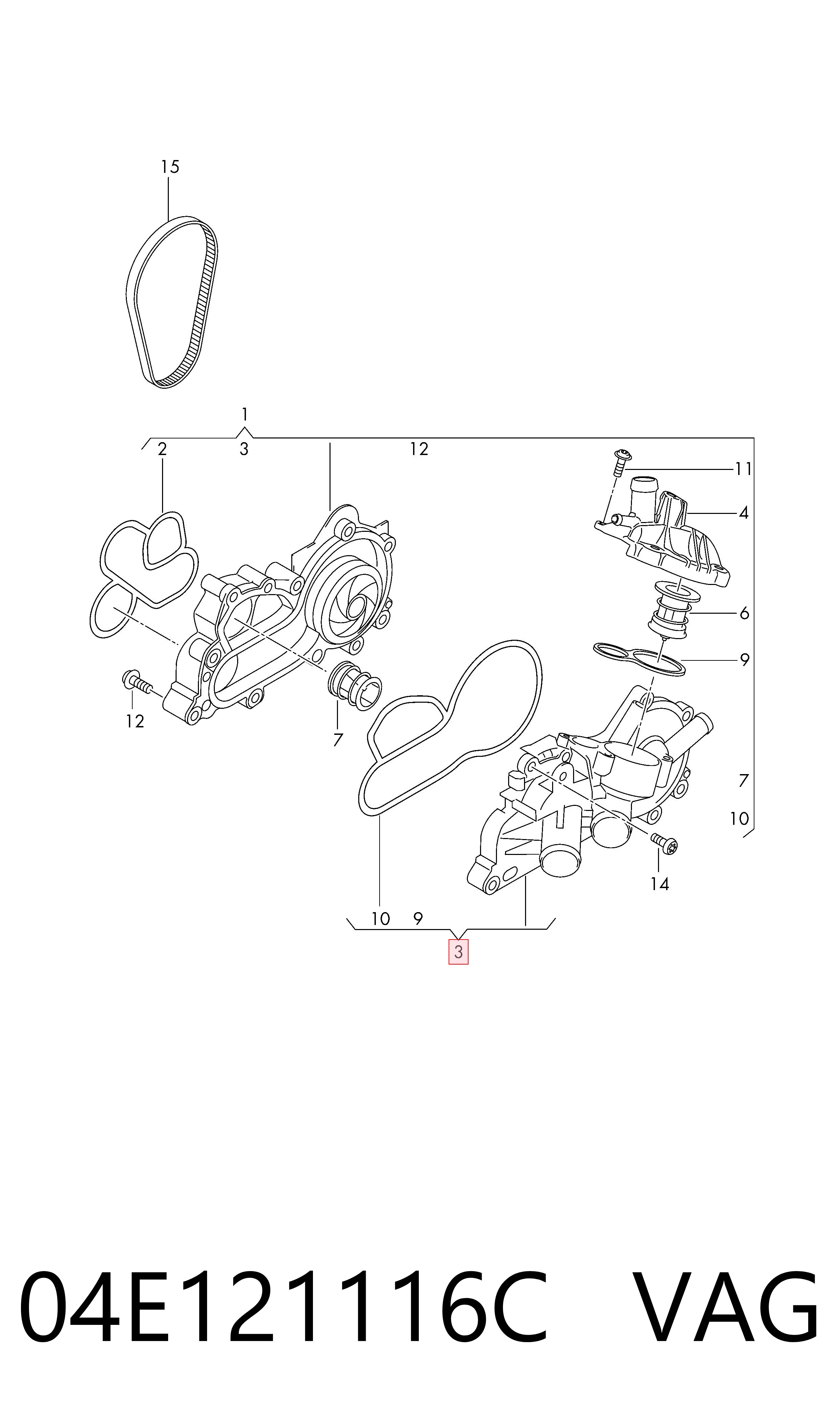04E121116C VAG Obudowa termostatu