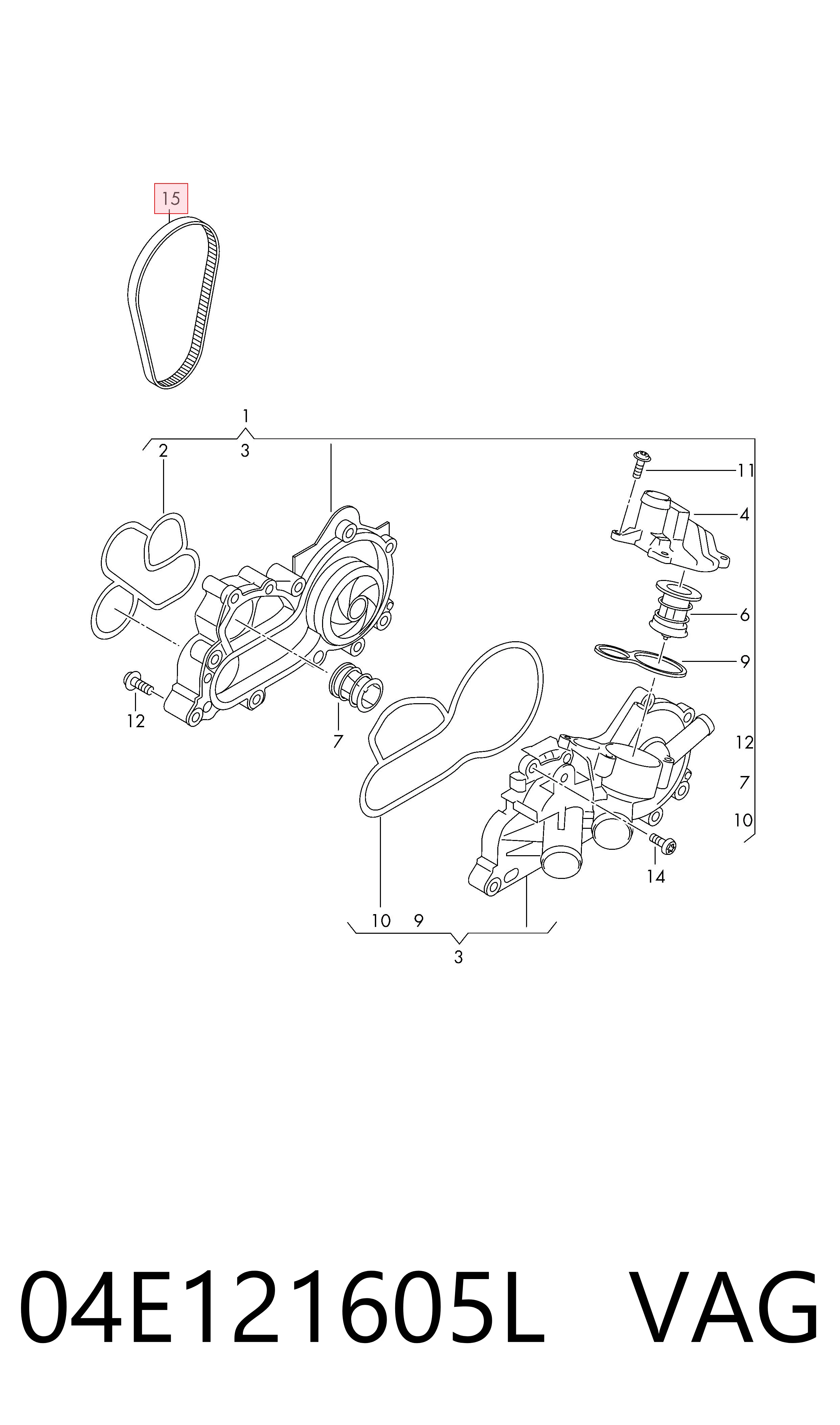Pas napędowy mechanizmów 04E121605L VAG