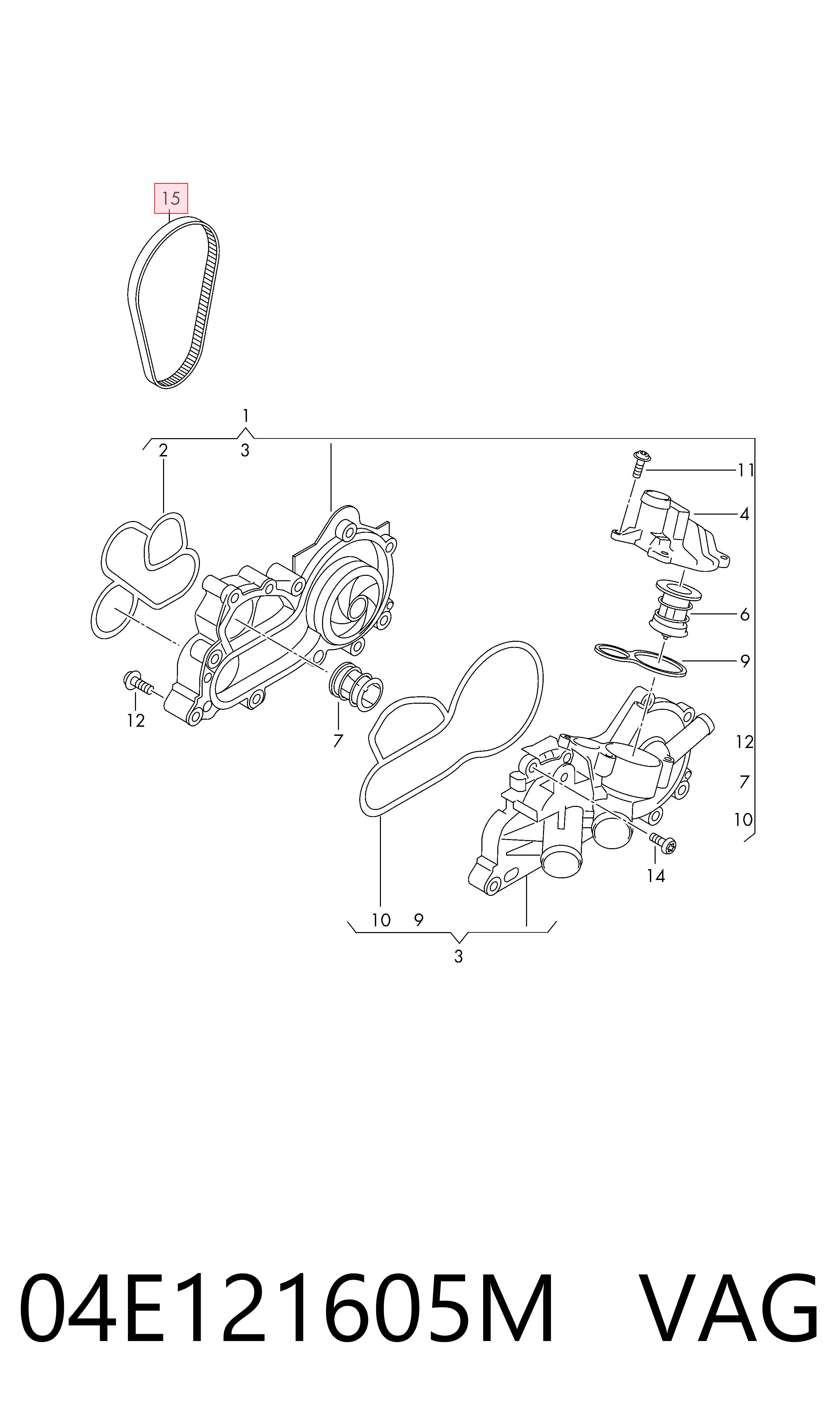 Pas napędowy mechanizmów 04E121605M VAG