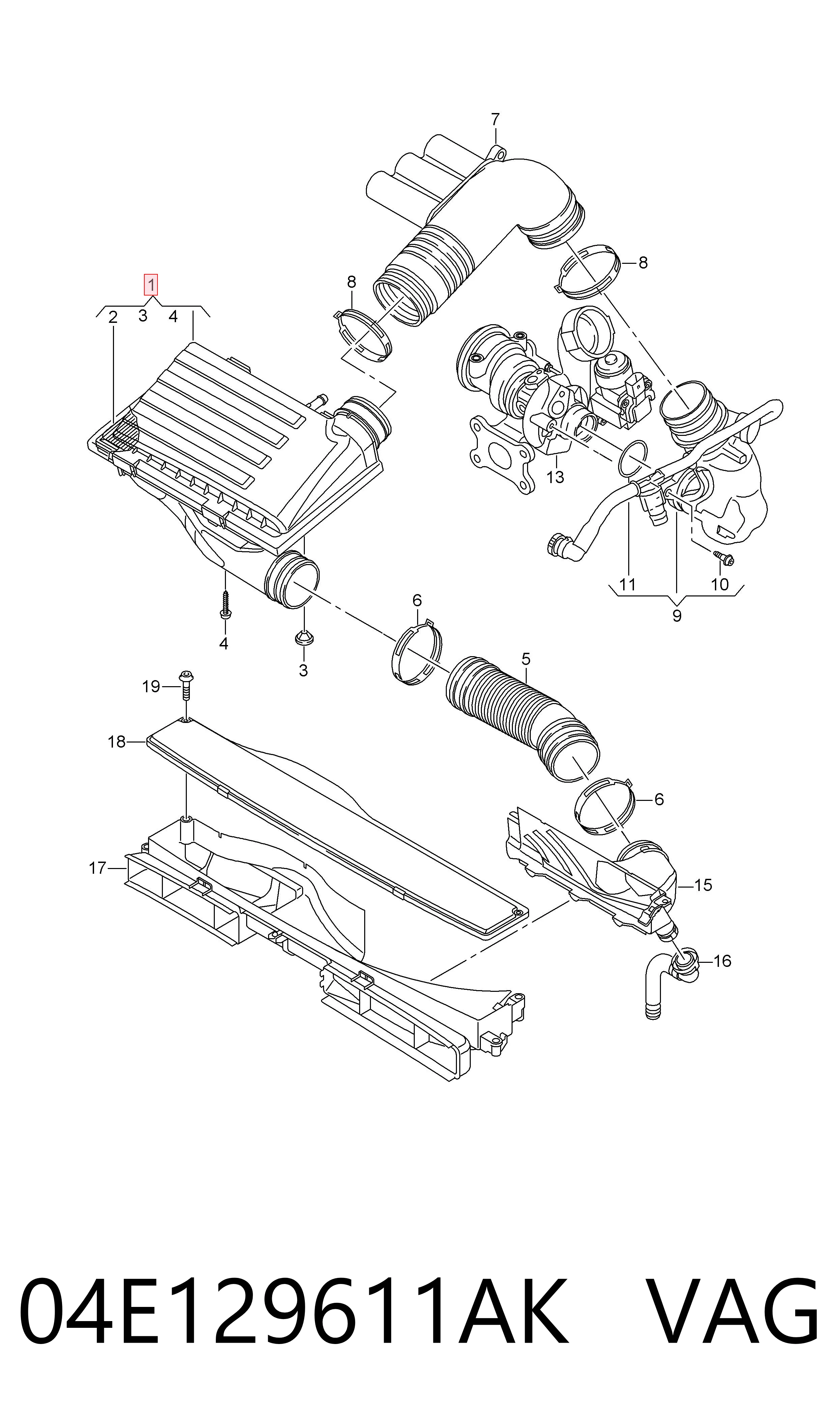 Obudowa filtra powietrza do Volkswagen Passat B8 3G2, CB2