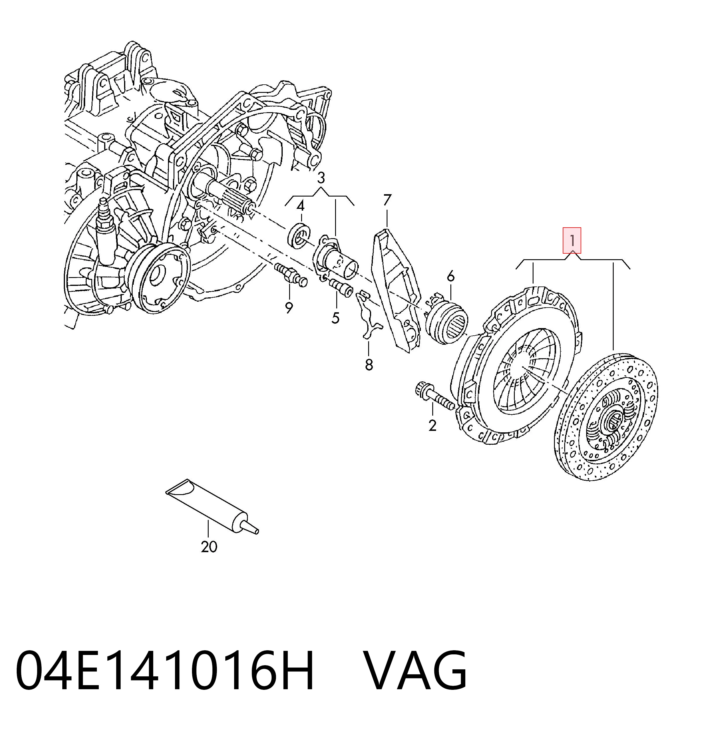 04E141016H VAG Zestaw sprzęgła (3 części)