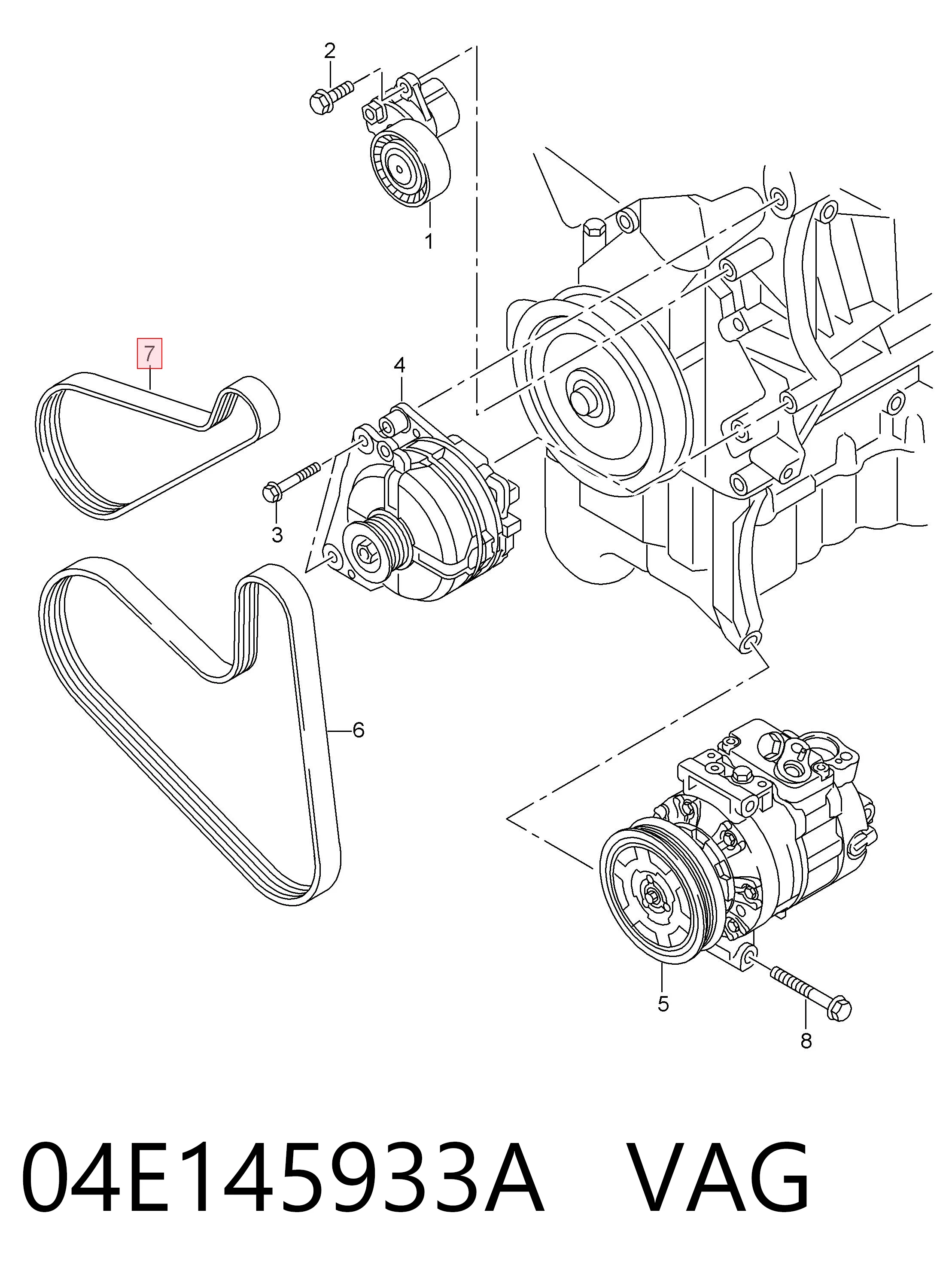 Do koszyka 04E145933A VAG Pas napędowy mechanizmów