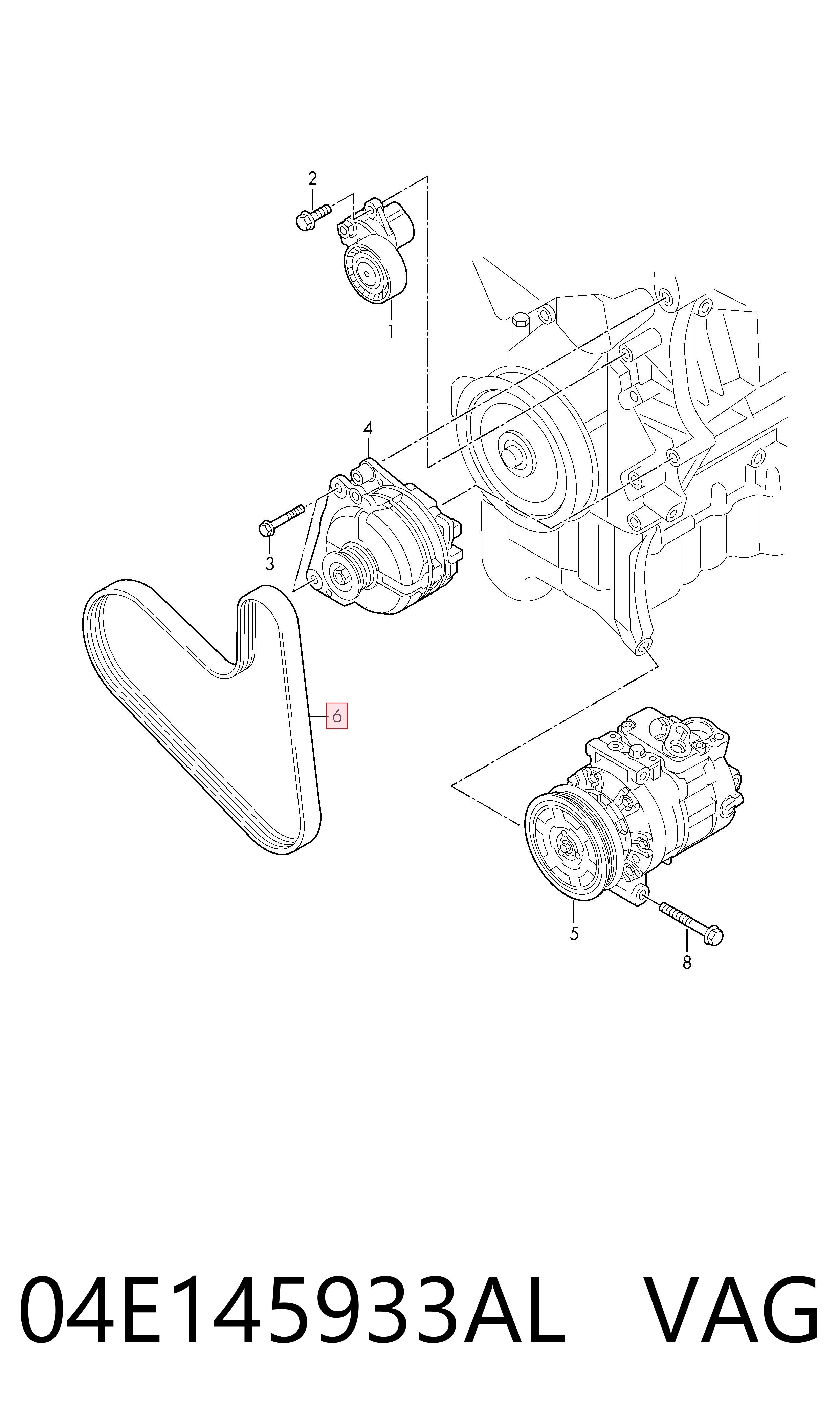 Do koszyka 04E145933AL VAG Pas napędowy mechanizmów