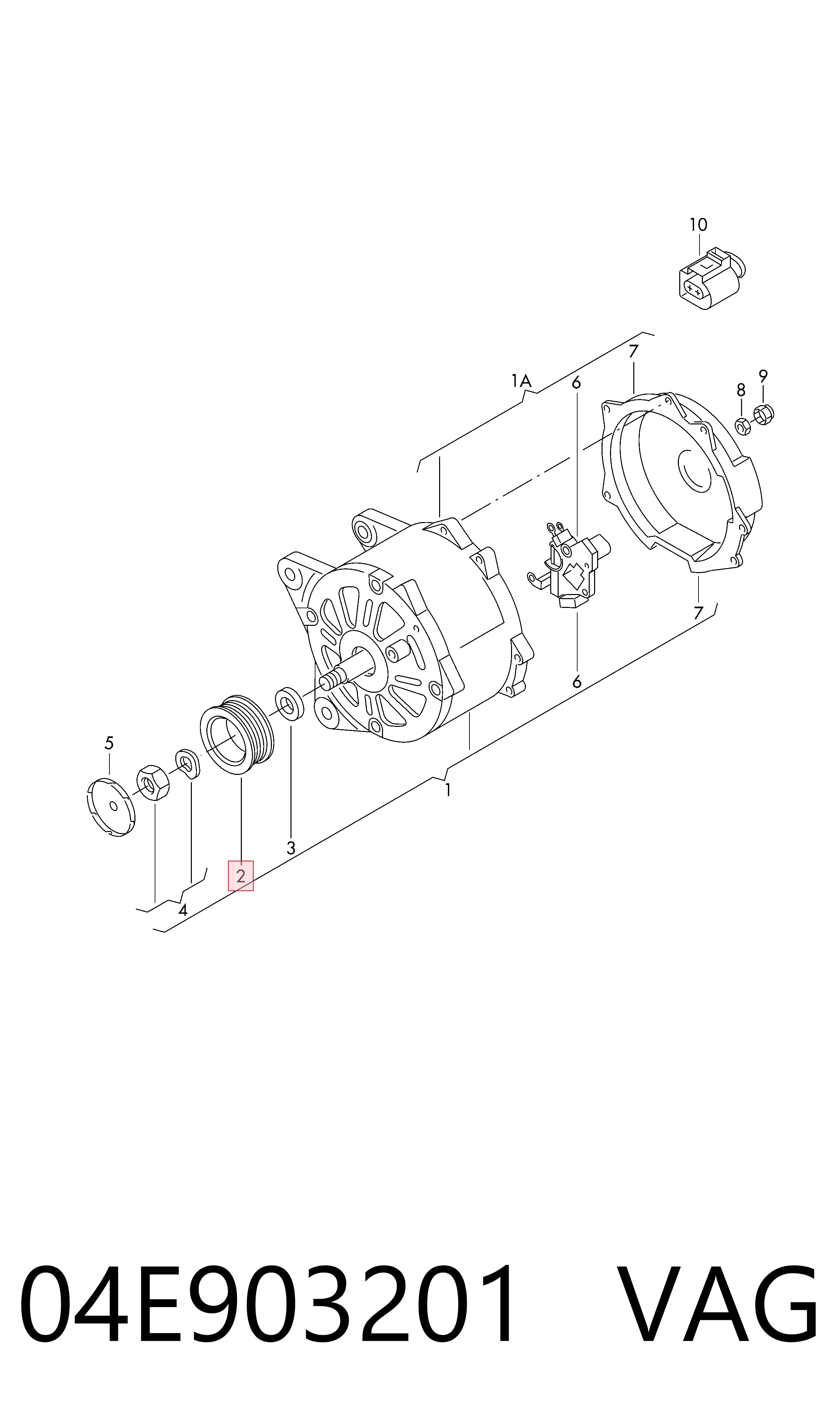 04E903201 VAG Koło pasowe alternatora