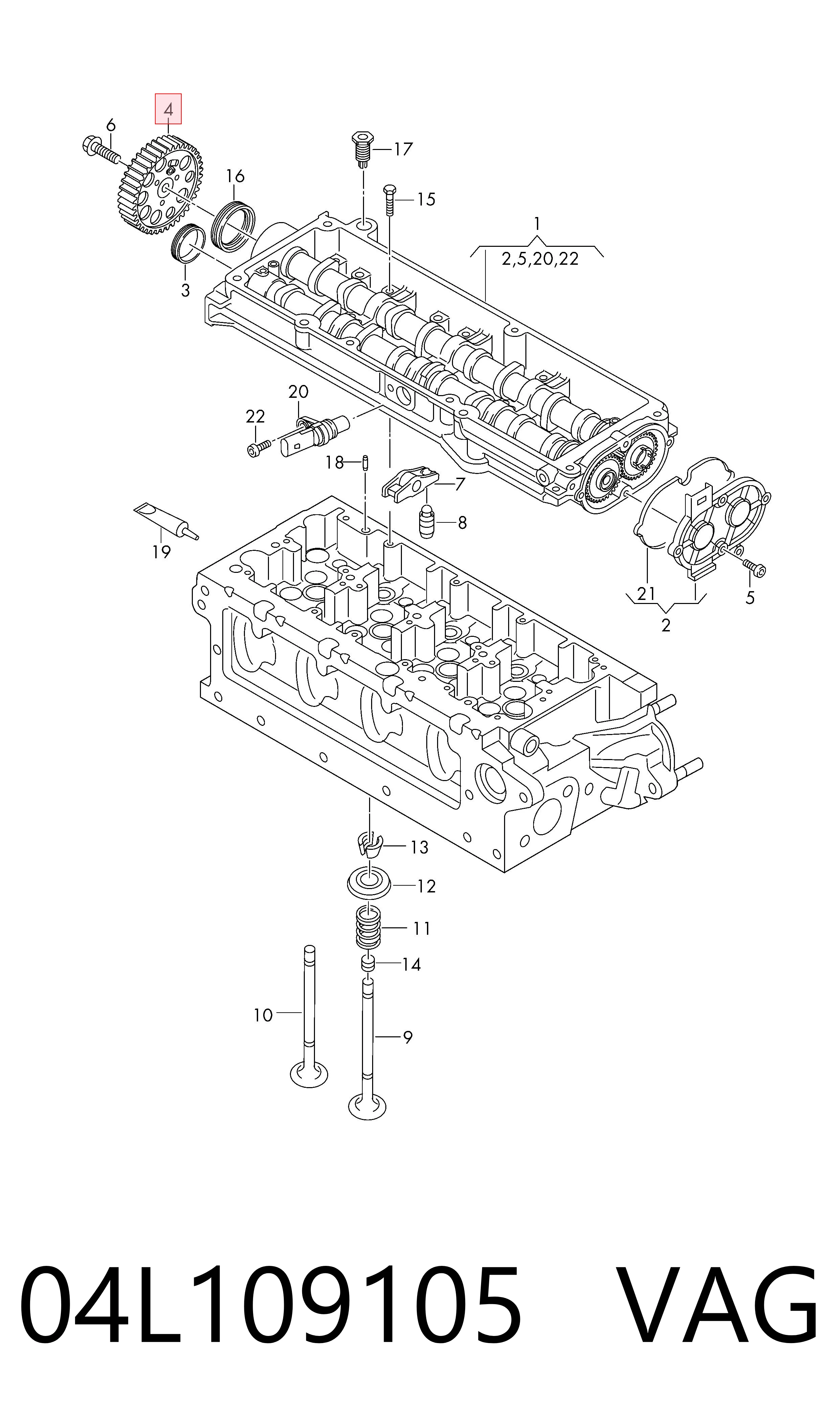 Koło zębatewalcowe wałka rozrządu silnika Volkswagen Transporter T6 awangarda (SGA, SGH, SHA, SHH) (2015 - 2024) cena, od 118,85 USD