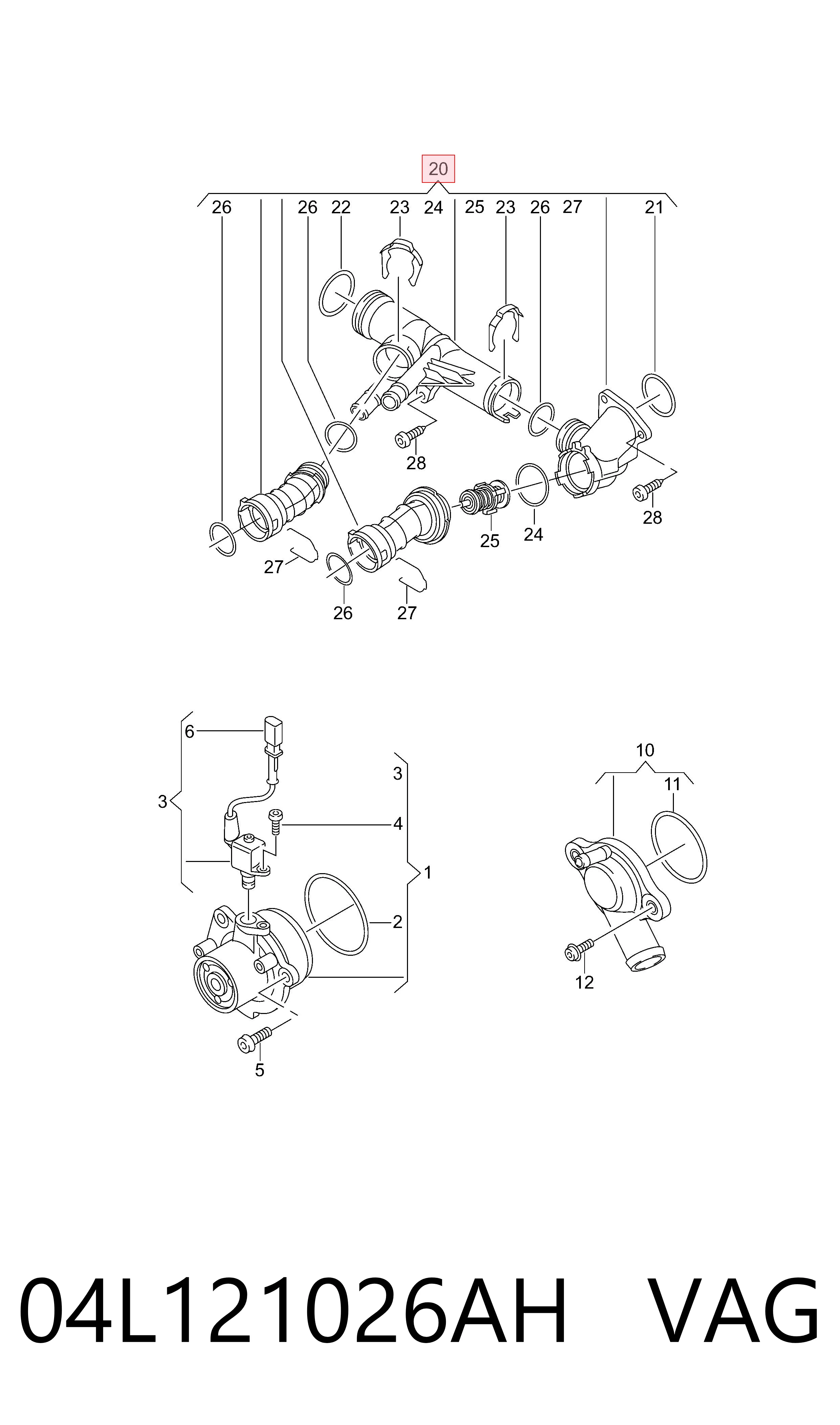 04L121026AH VAG Obudowa termostatu