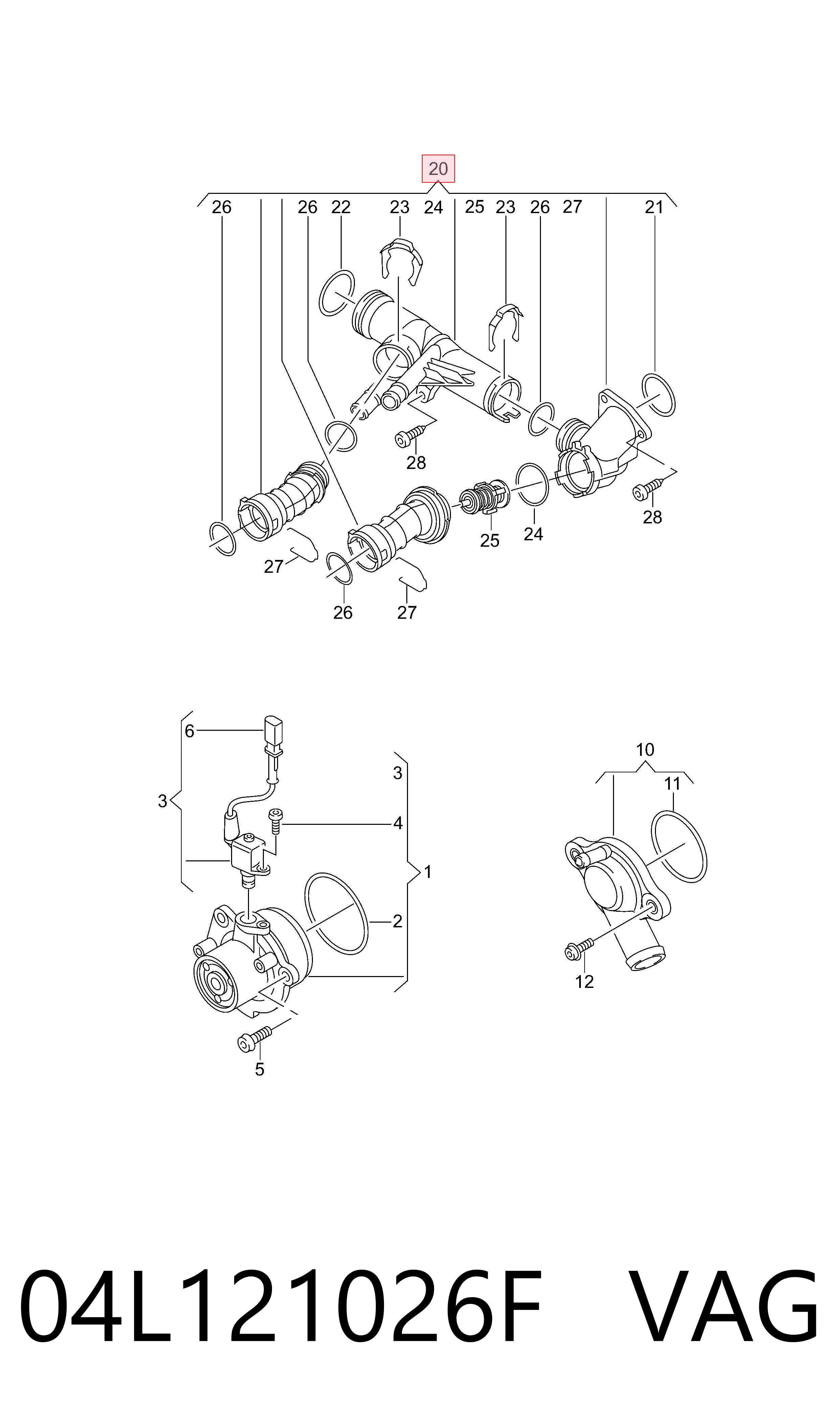 04L121026F VAG Obudowa termostatu