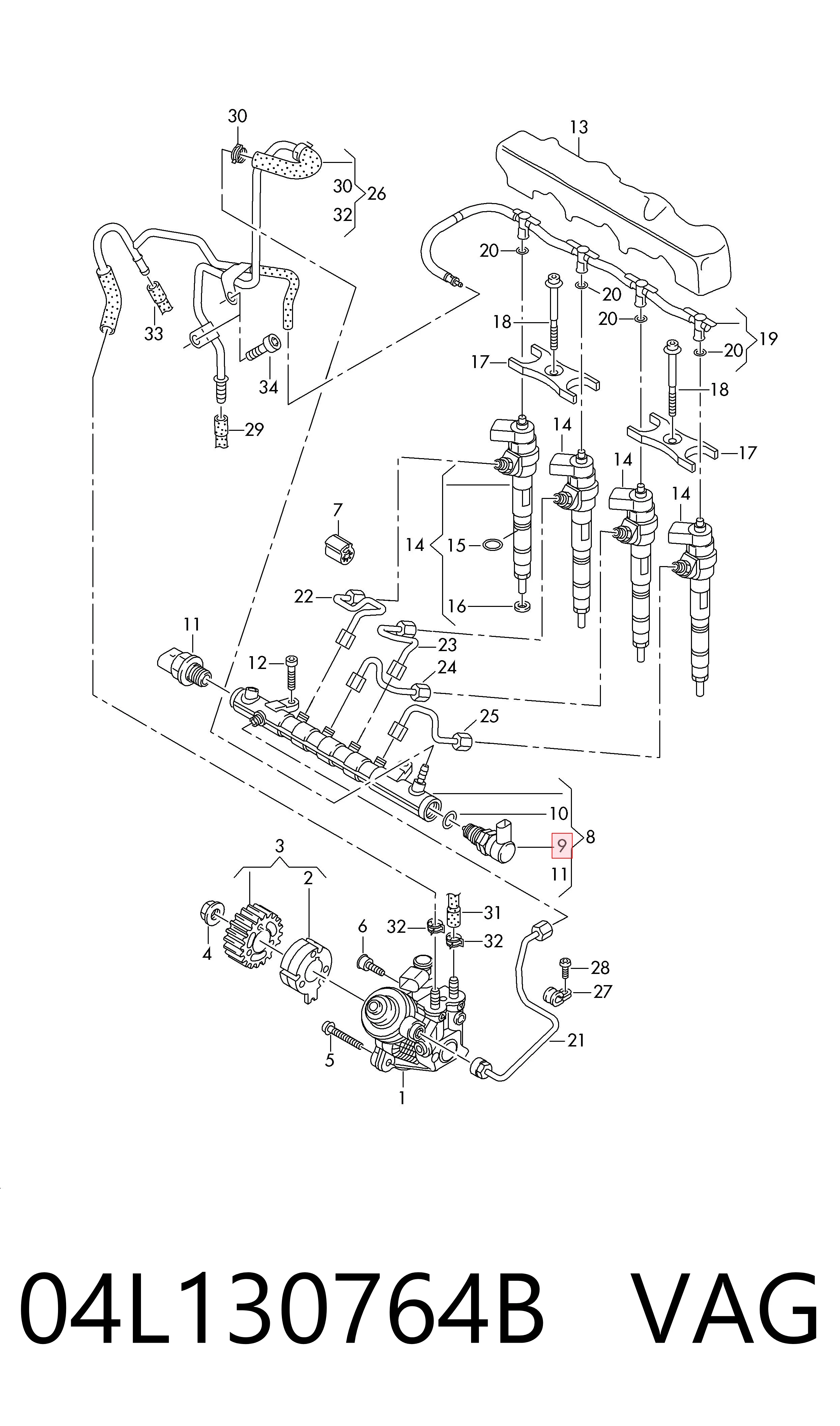 04L130764B VAG Regulator ciśnienia paliwa w listwie paliwowej