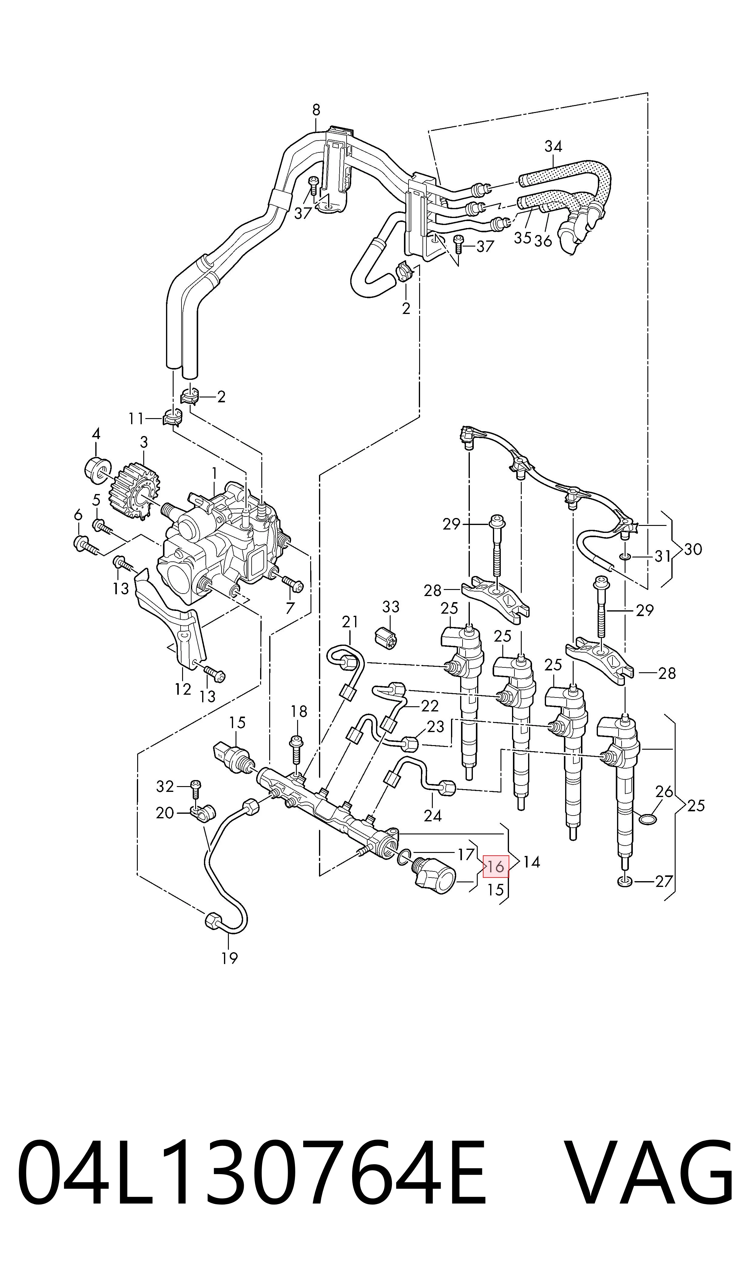 04L130764E VAG Regulator ciśnienia paliwa w listwie paliwowej