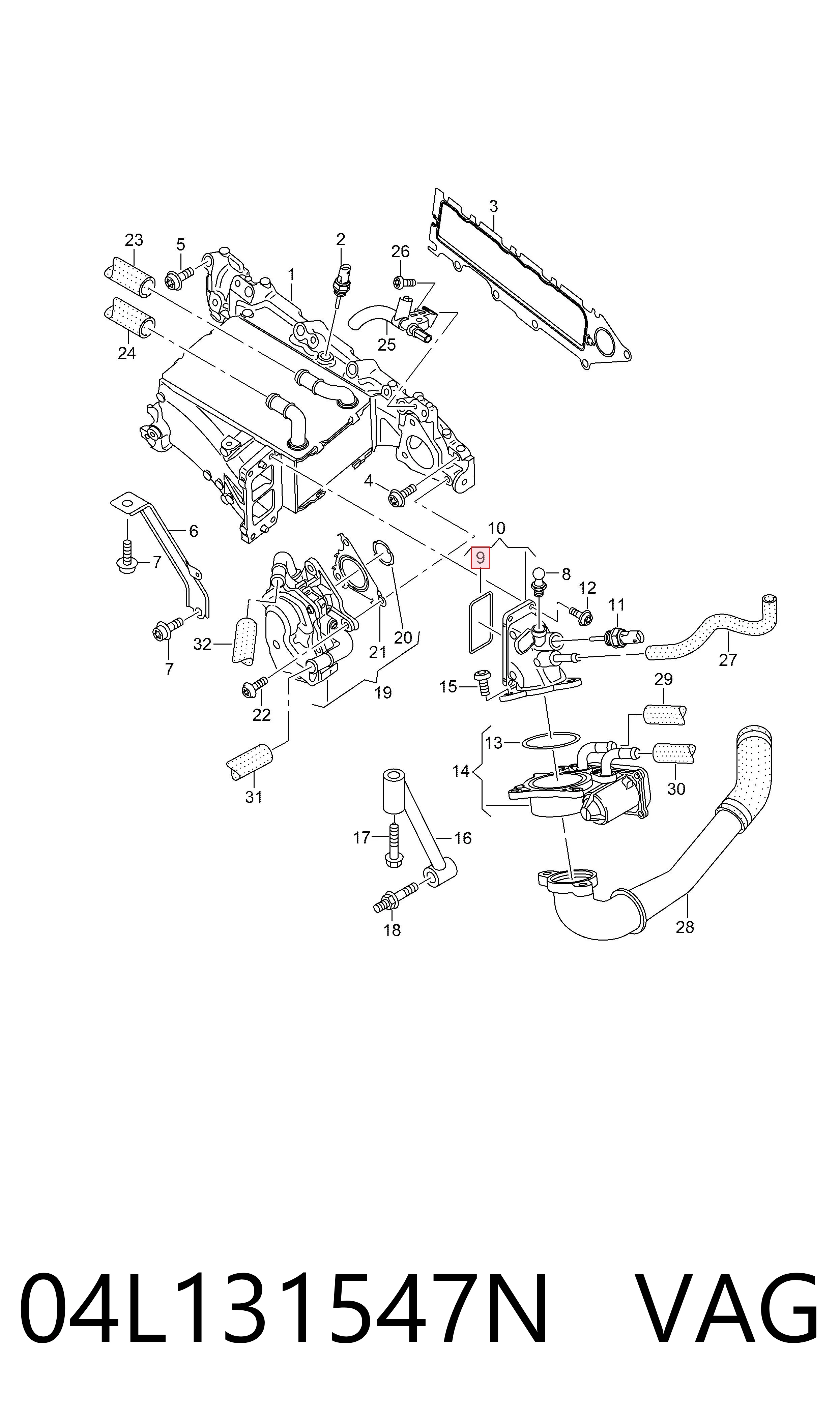 Uszczelka schładzacza EGR układu recyrkulacji spalin VAG 04L131547N cena, od 20,02 USD