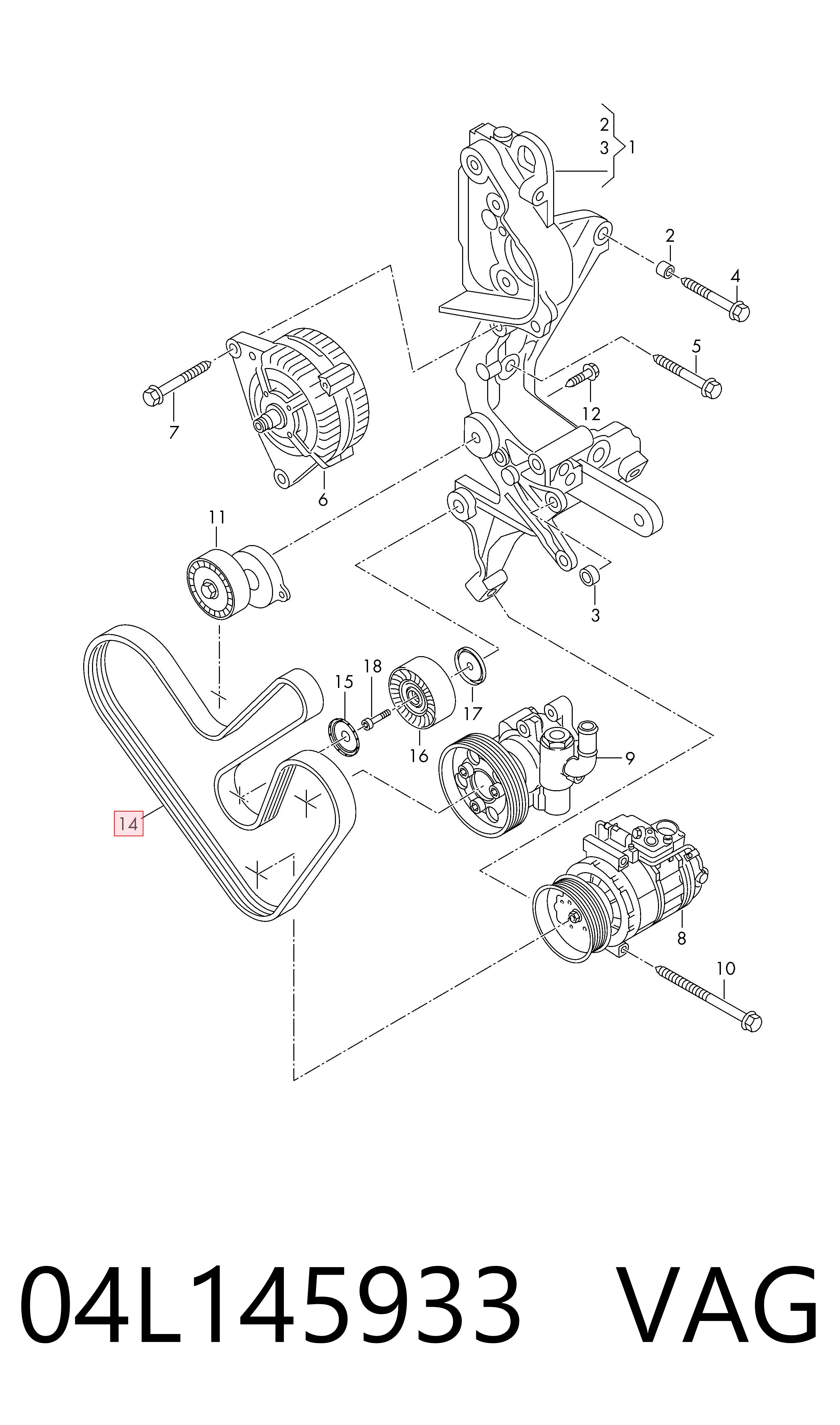 Pas napędowy mechanizmów VAG 04L145933 cena, od 16,95 USD