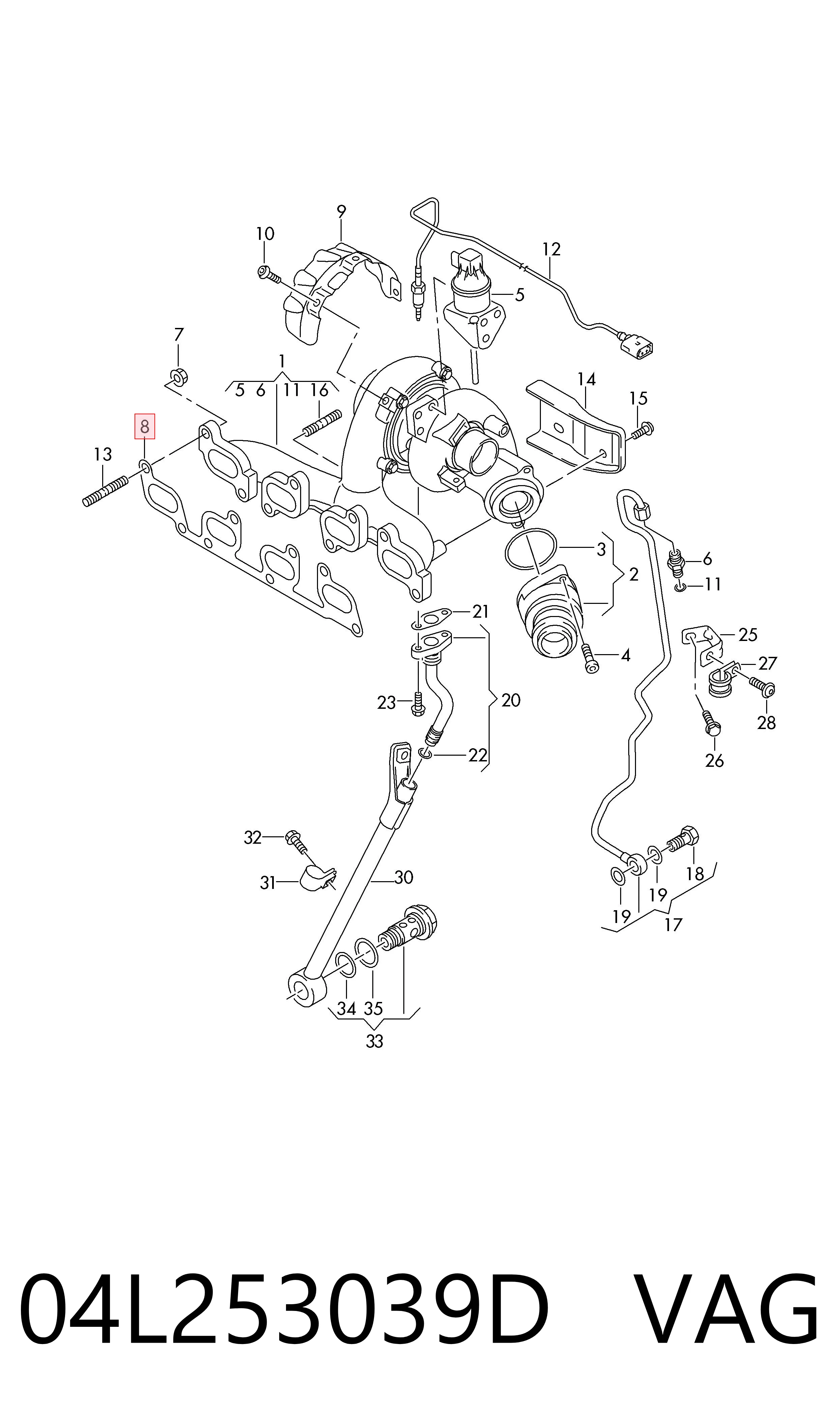 Uszczelka kolektora wydechowego Volkswagen Tiguan II SUV (AD1, AX1, BT1, BT2) (2016 - 2026) cena, od 12,02 USD