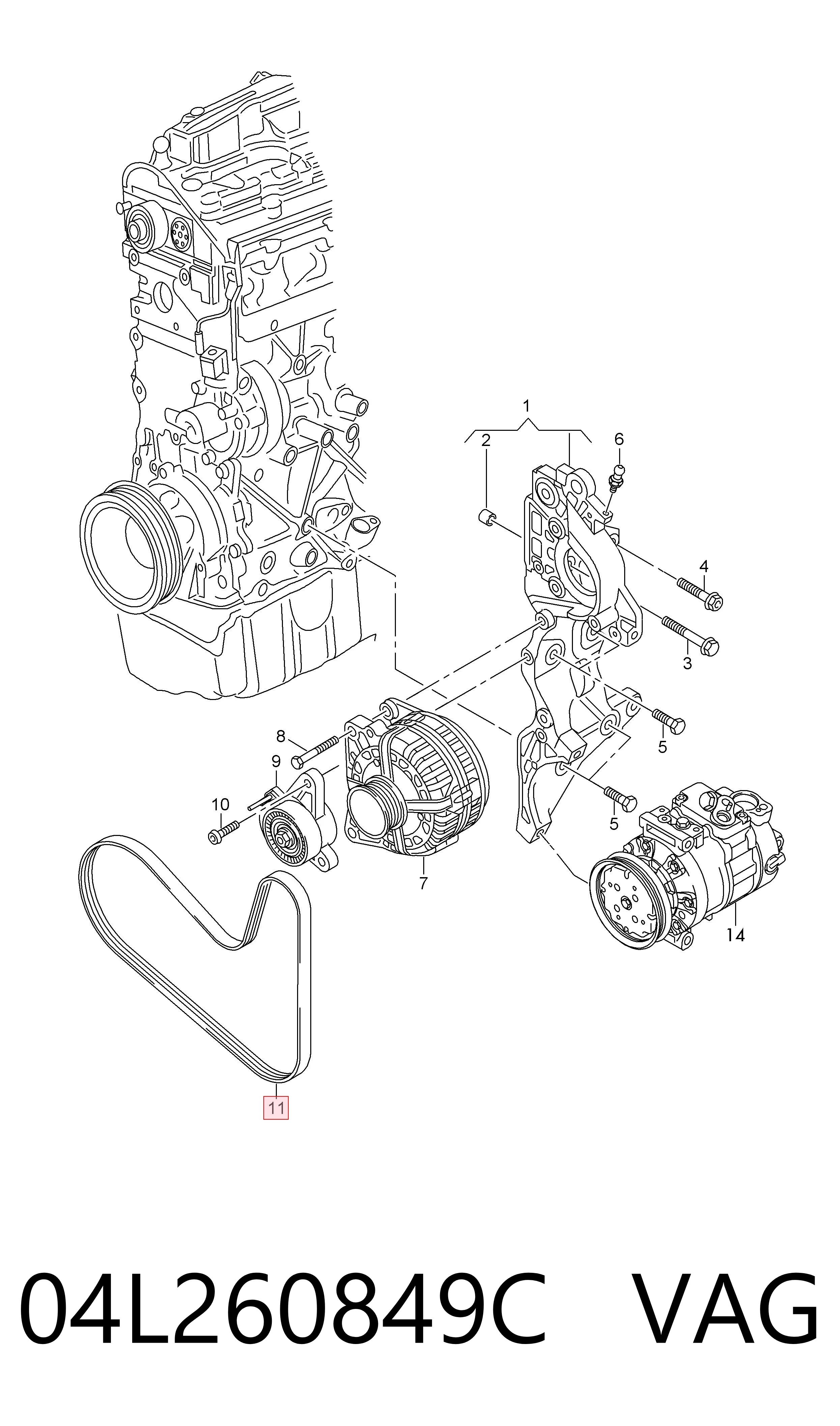 Do koszyka 04L260849C VAG Pas napędowy mechanizmów