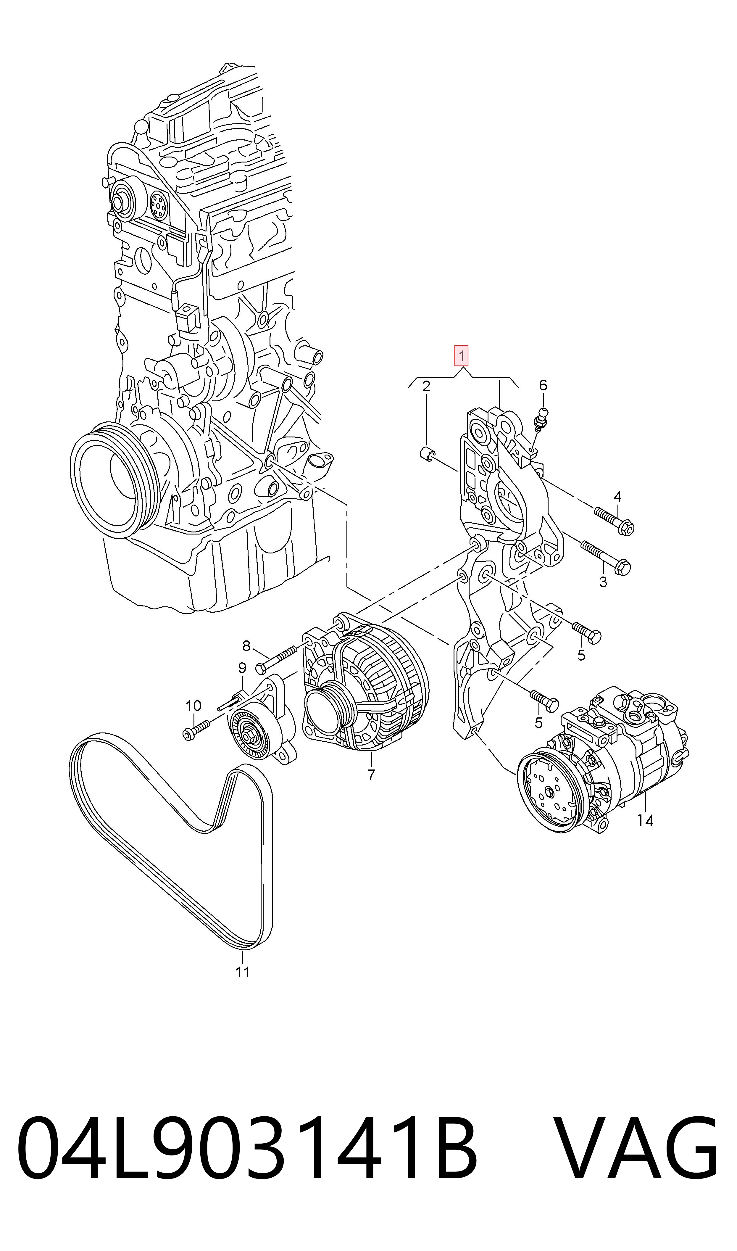 04L903141B VAG Wspornik alternatora
