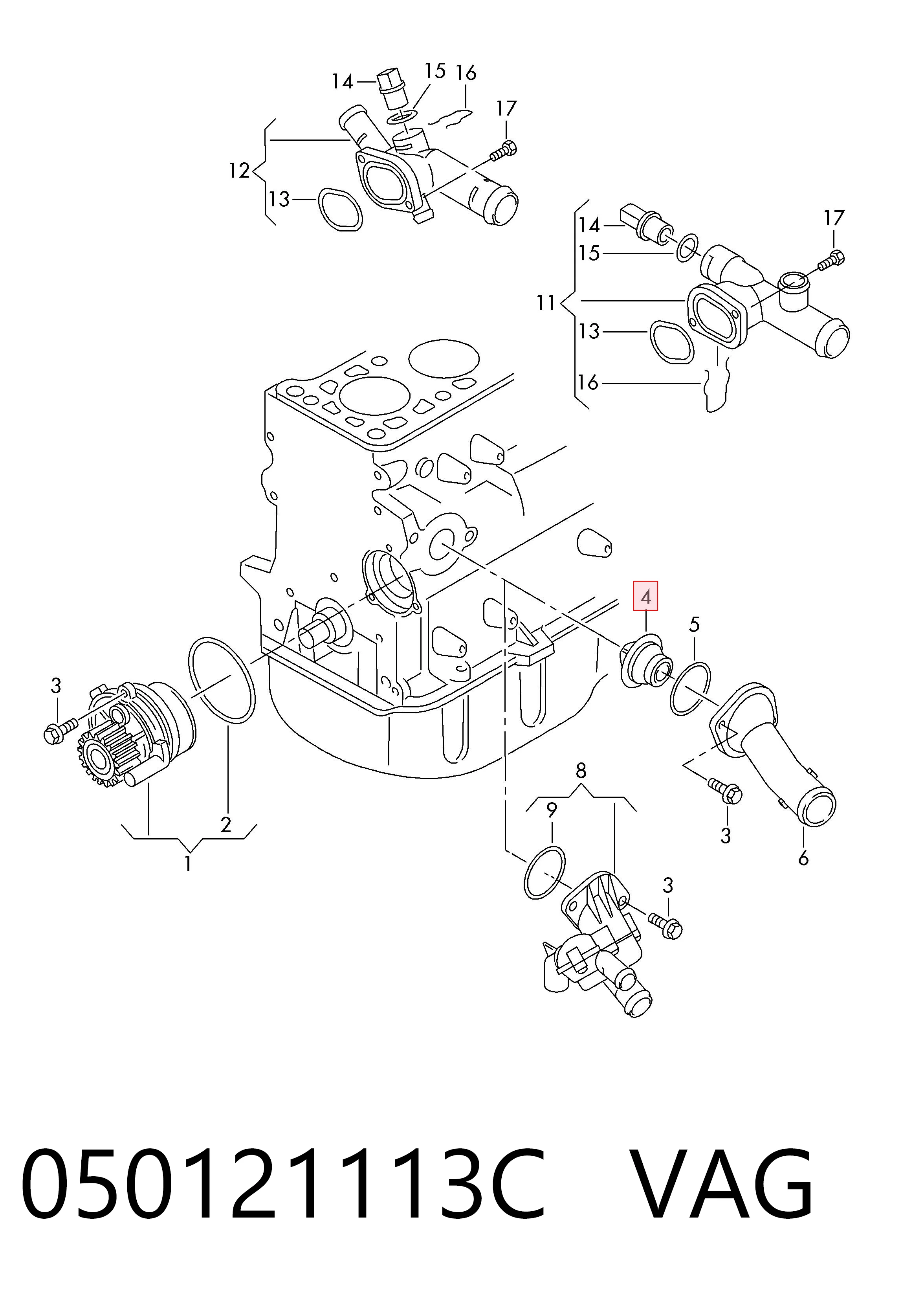 Termostat VAG 050121113C cena, od 9,76 USD