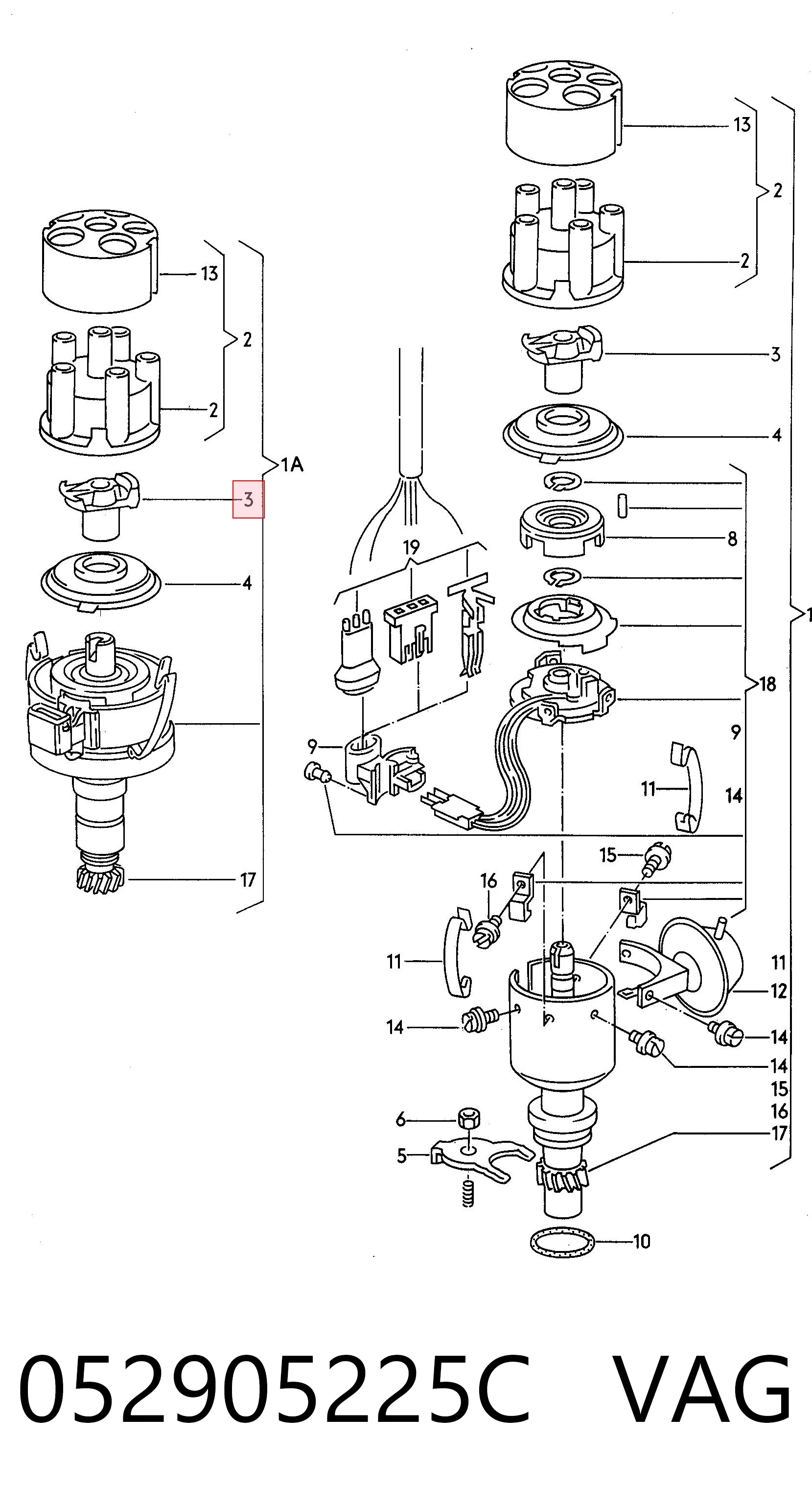 Palec rozdzielacza zapłonu 1660332 Ford