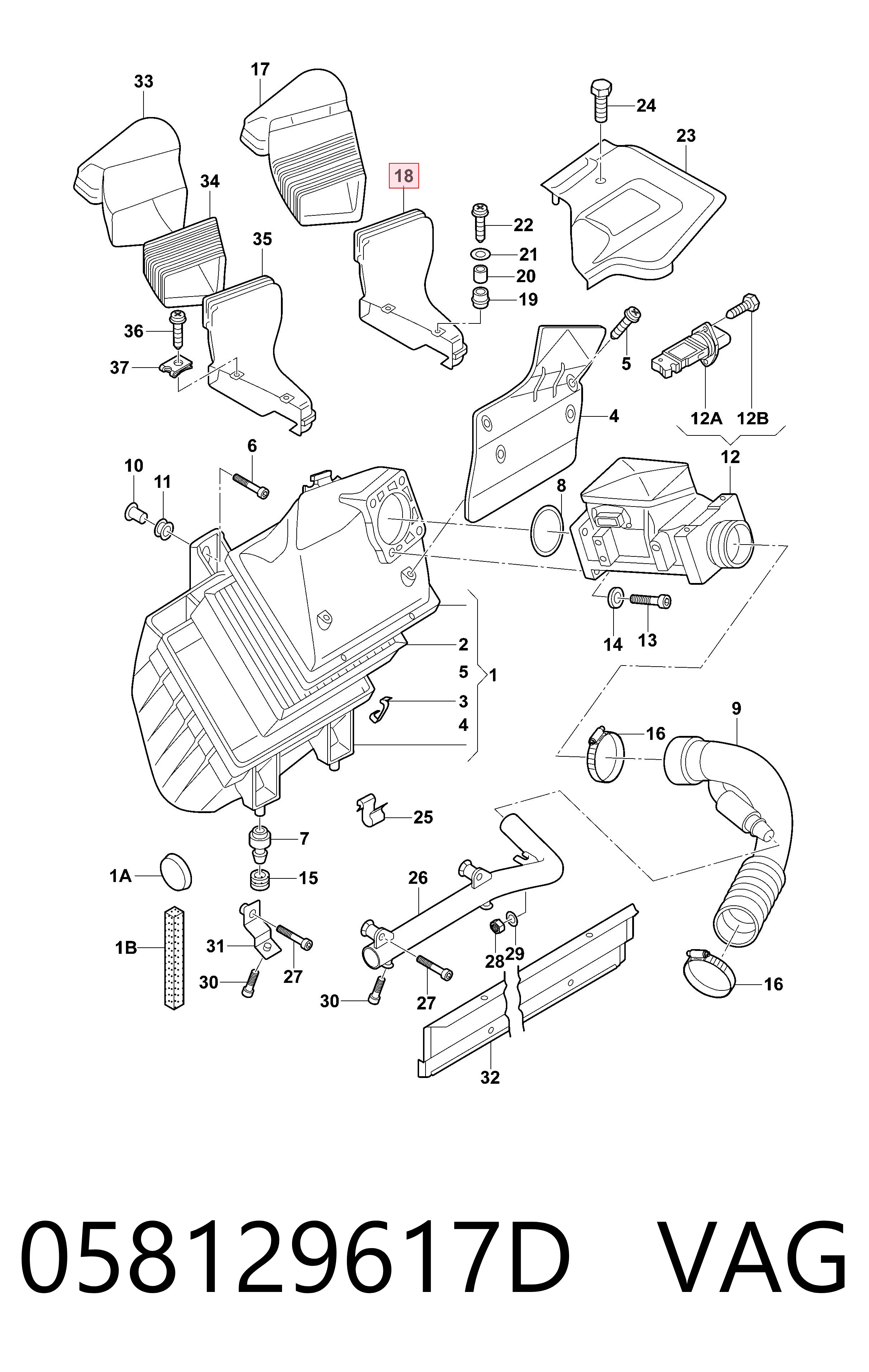 Wlot powietrza do filtra powietrza do Audi A4 B5 8D2