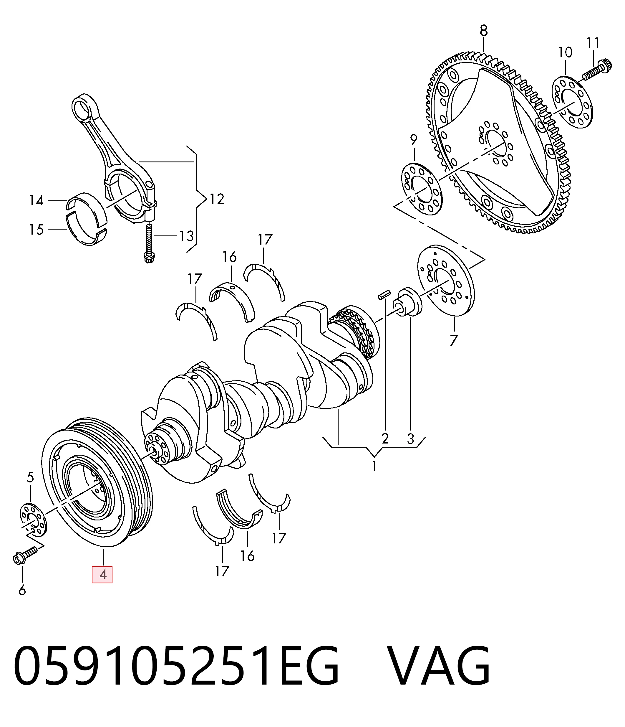 059105251EG VAG Koło pasowe wału korbowego