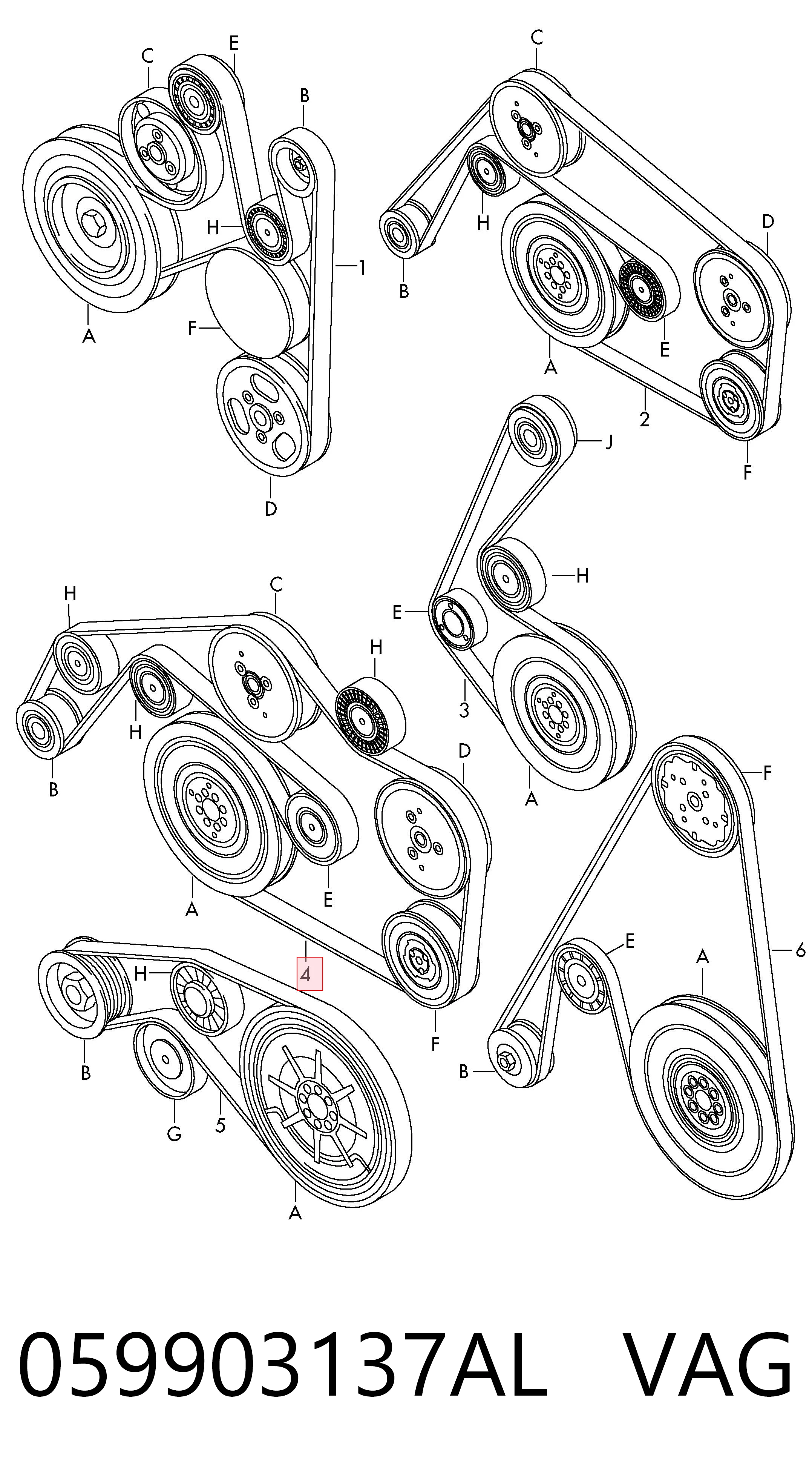 Pas napędowy mechanizmów VAG 059903137AL cena, od 37,24 USD
