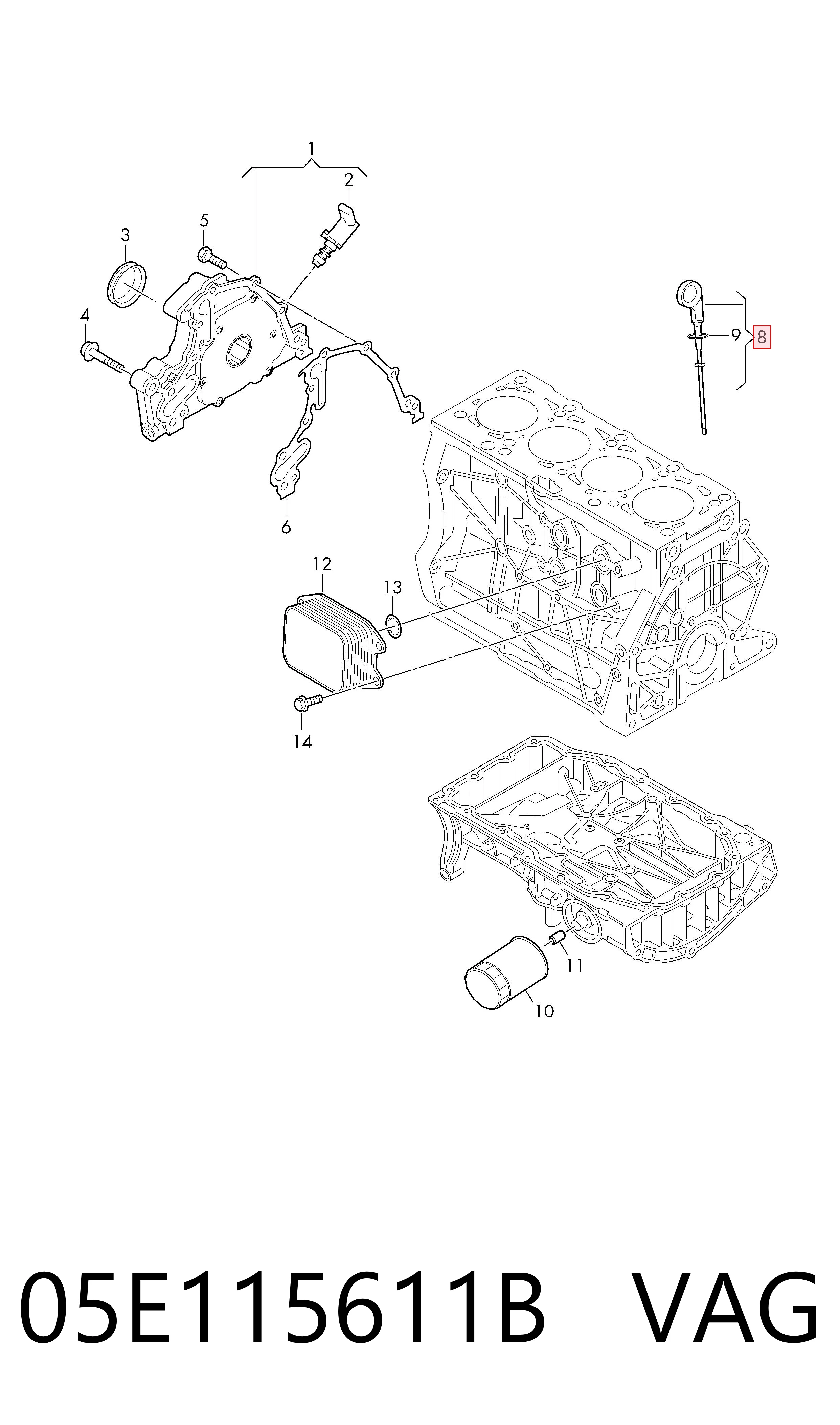 Bagnet poziomu oleju w silniku Volkswagen Golf VIII hatchback (CD1, DA1) (2019 - 2026) cena, od 40,18 USD