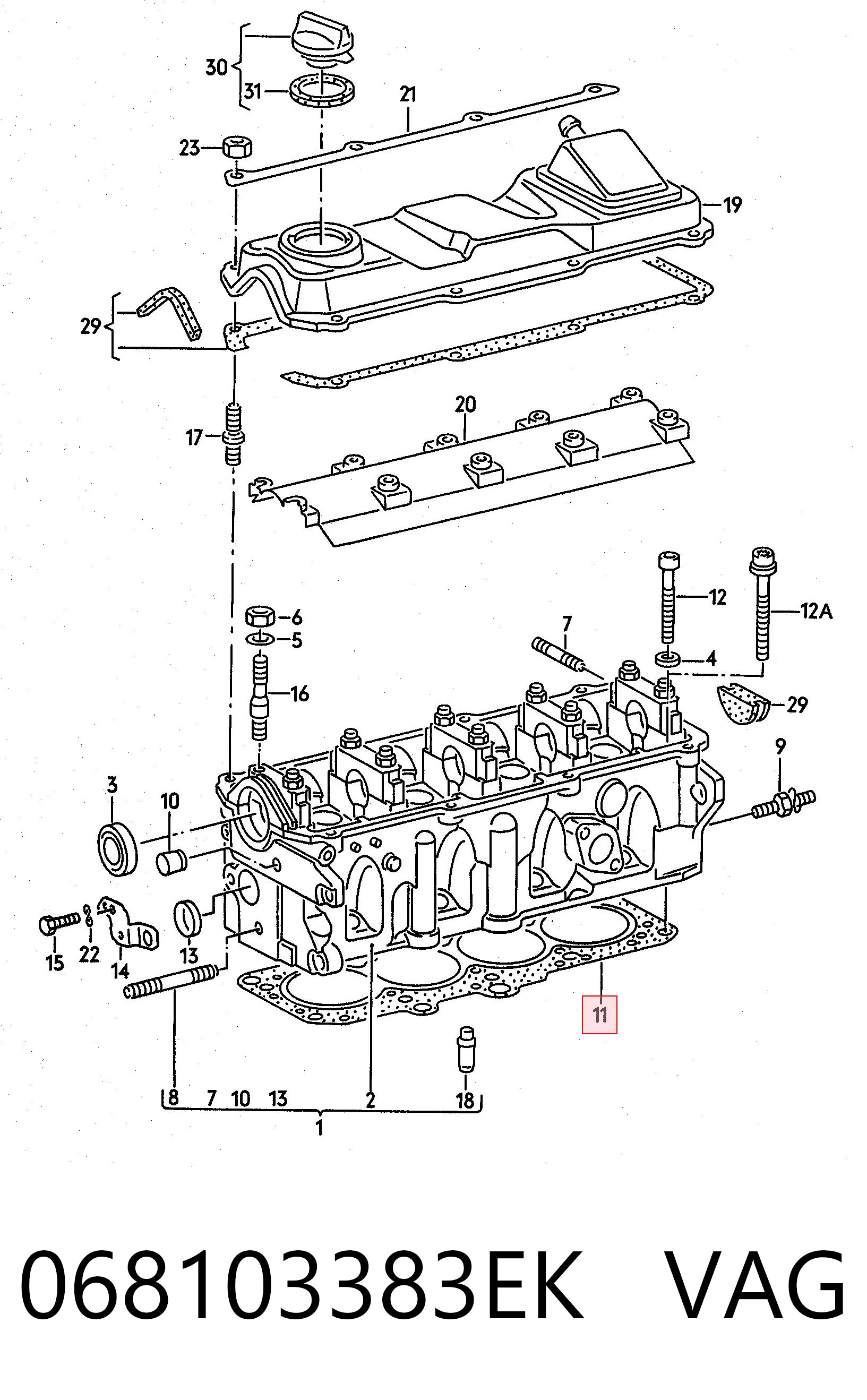 Uszczelka głowicy cylindrów Audi 90 B3