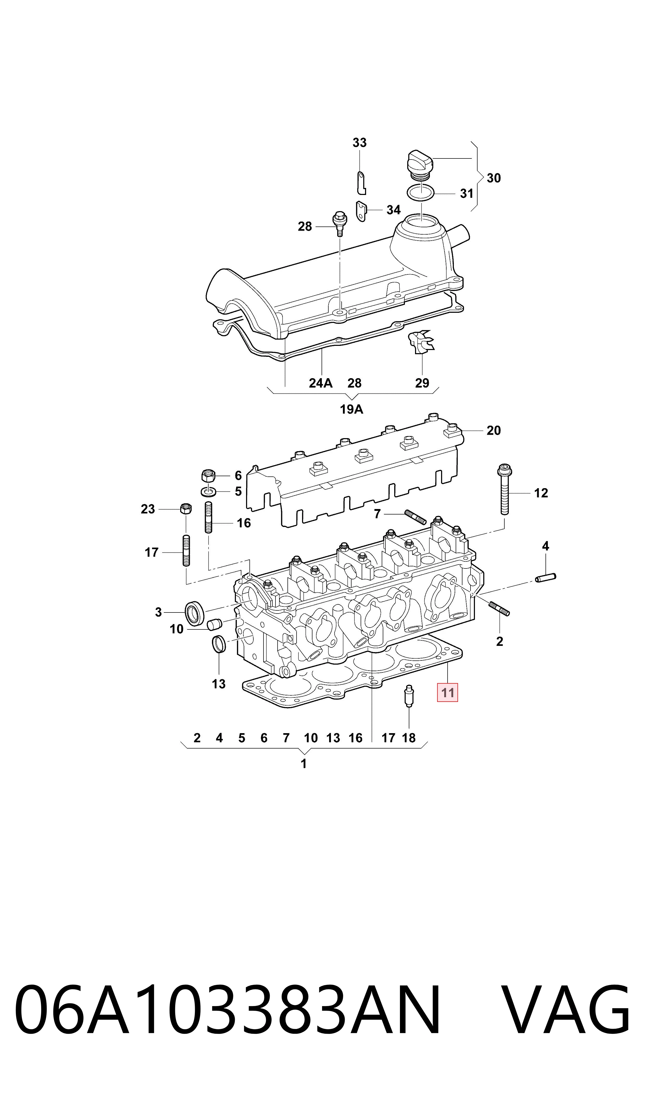 06A103383AN VAG Uszczelka głowicy cylindrów