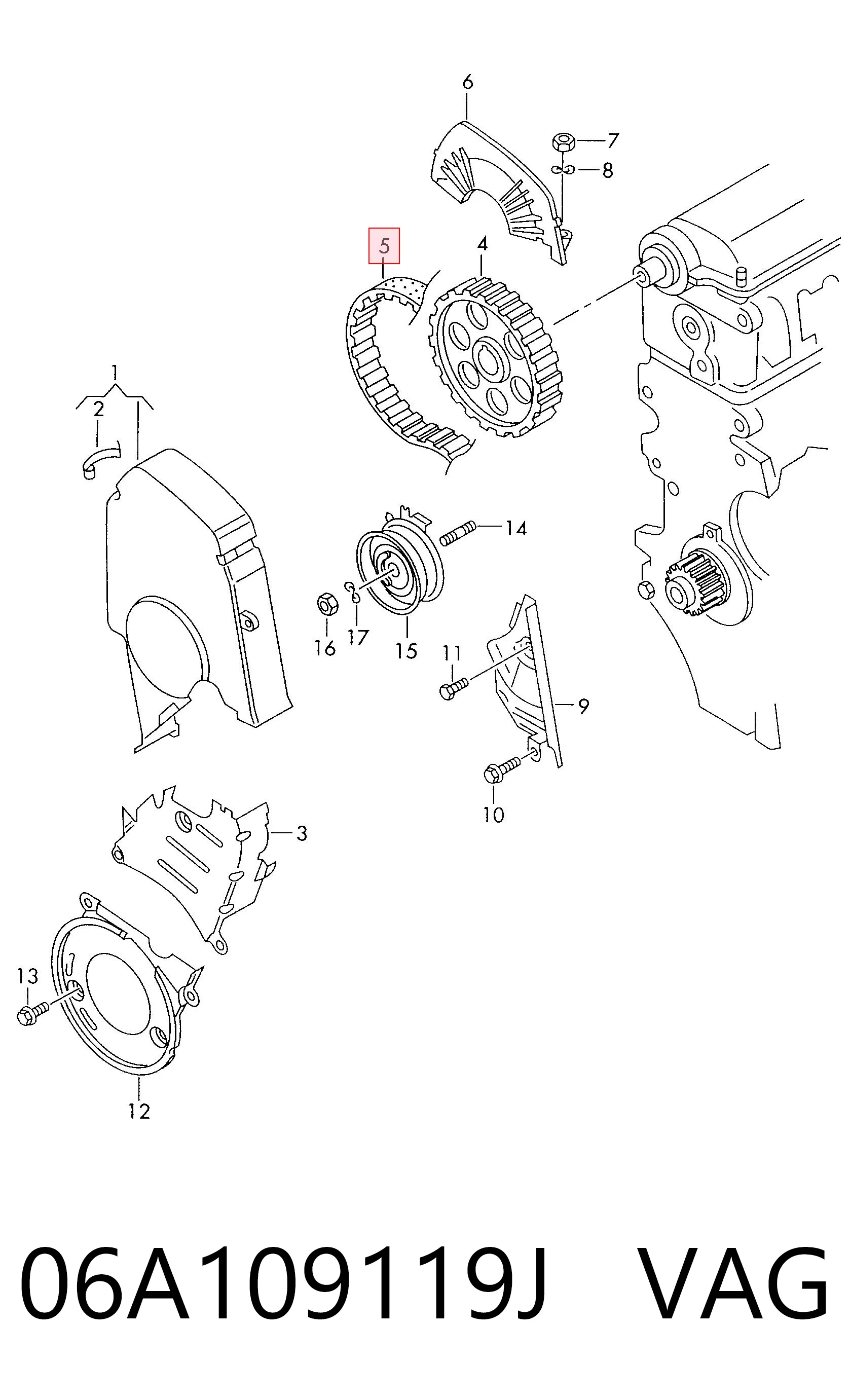 Pasek rozrządu VAG 06A109119J cena, od 26,39 USD