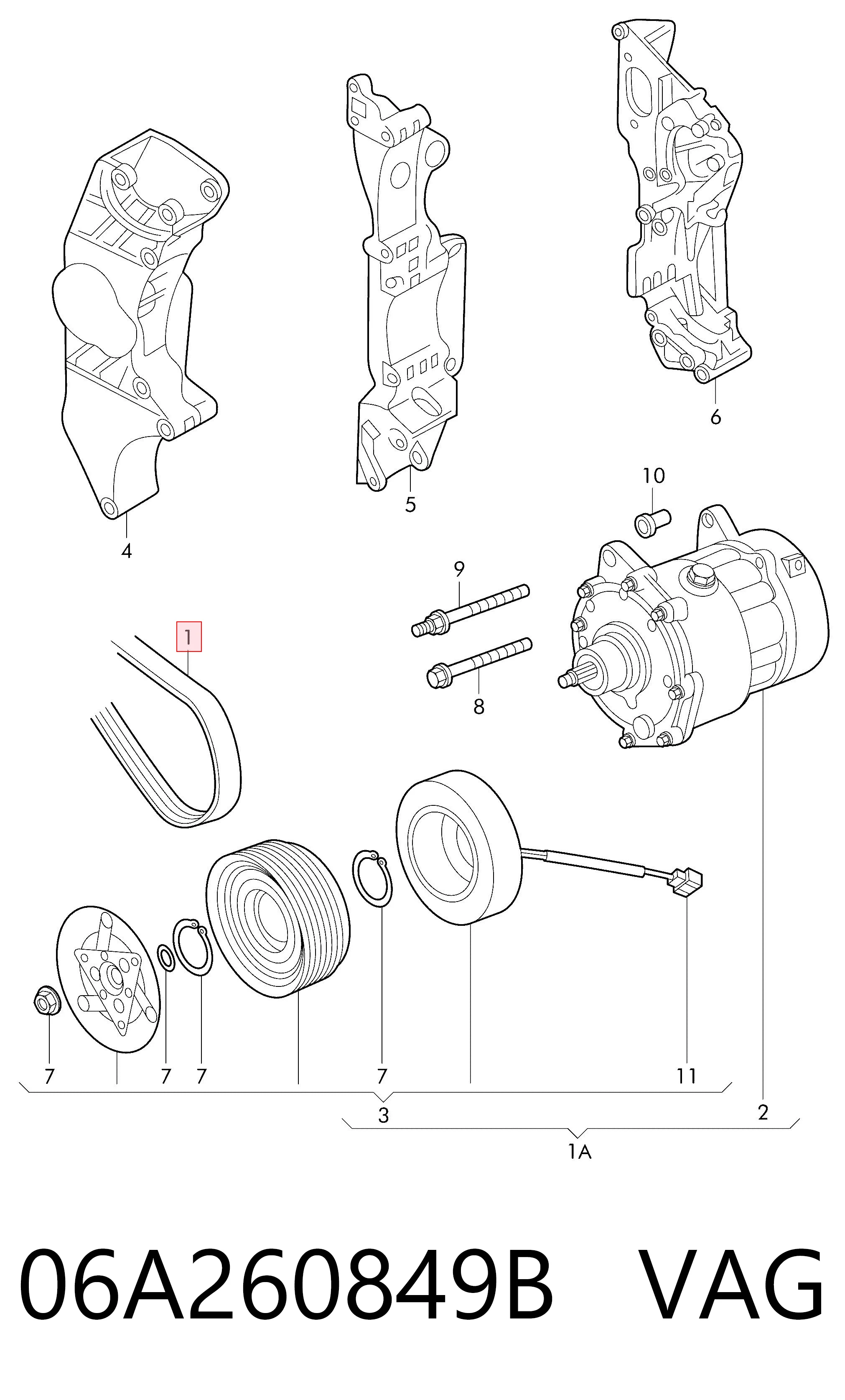 Pas napędowy mechanizmów VAG 06A260849B cena, od 23,18 USD