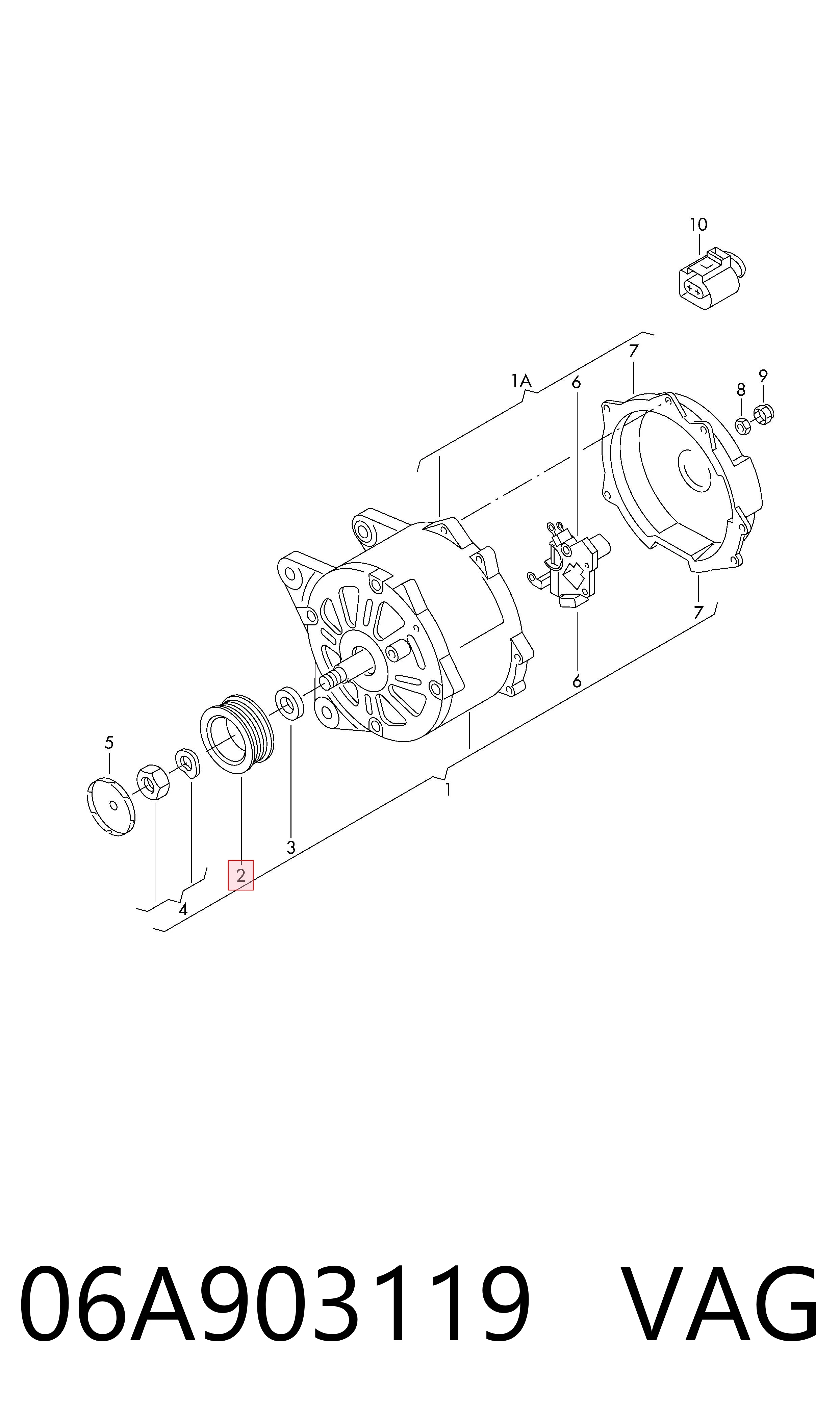 06A903119 VAG Koło pasowe alternatora