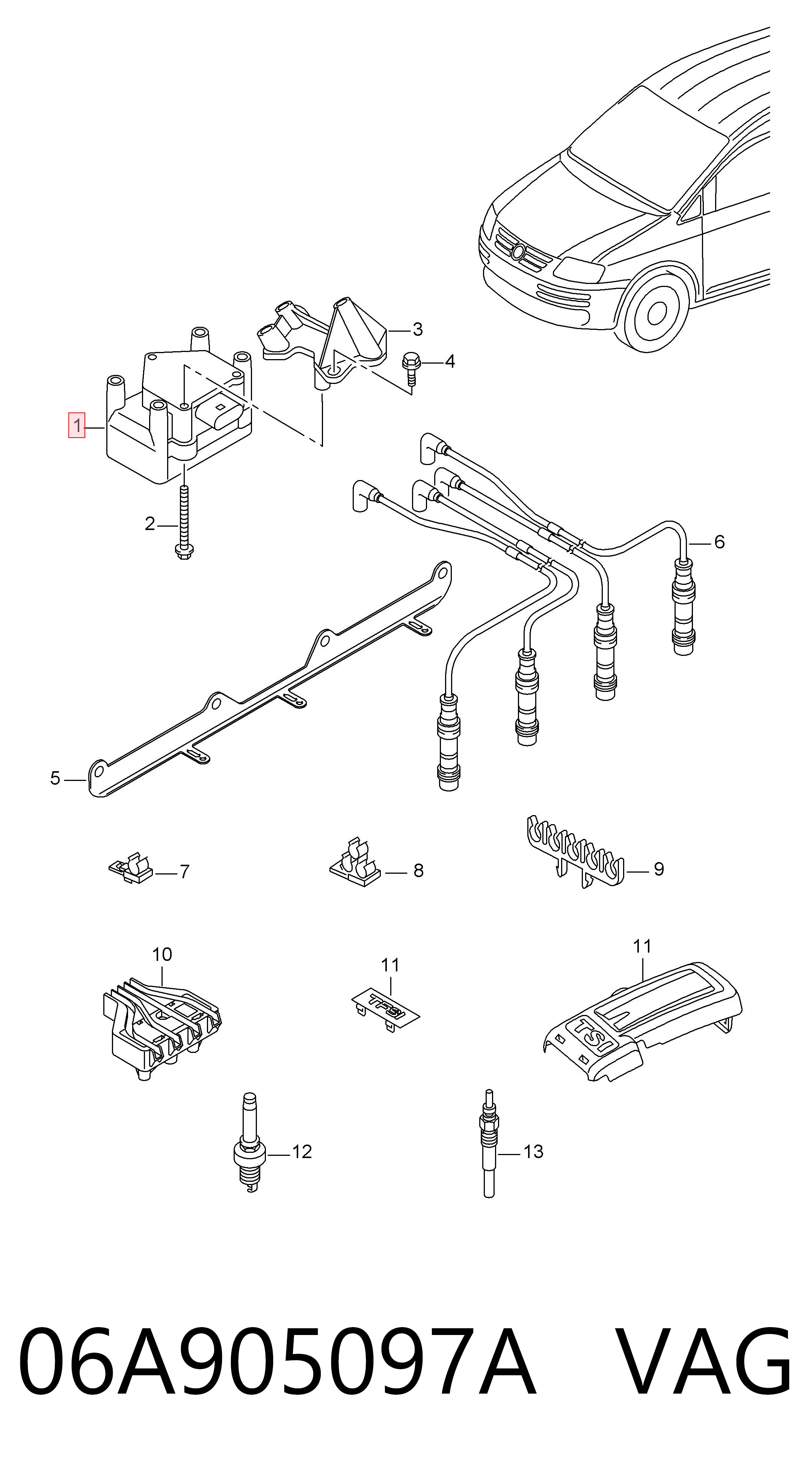06A905097A VAG Cewka zapłonowa