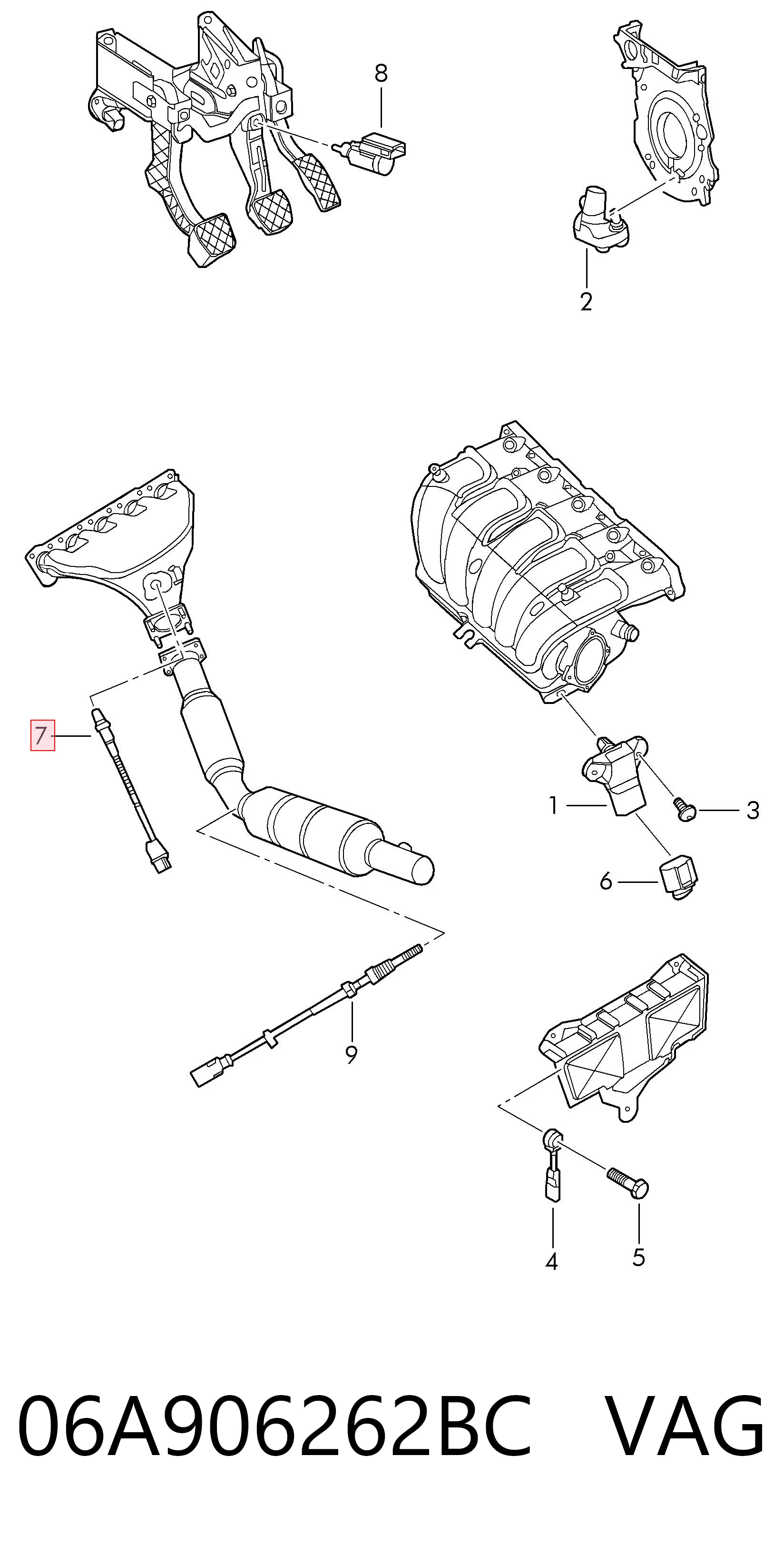 06A906262BC VAG Sonda lambda czujnik tlenu przed katalizatorem