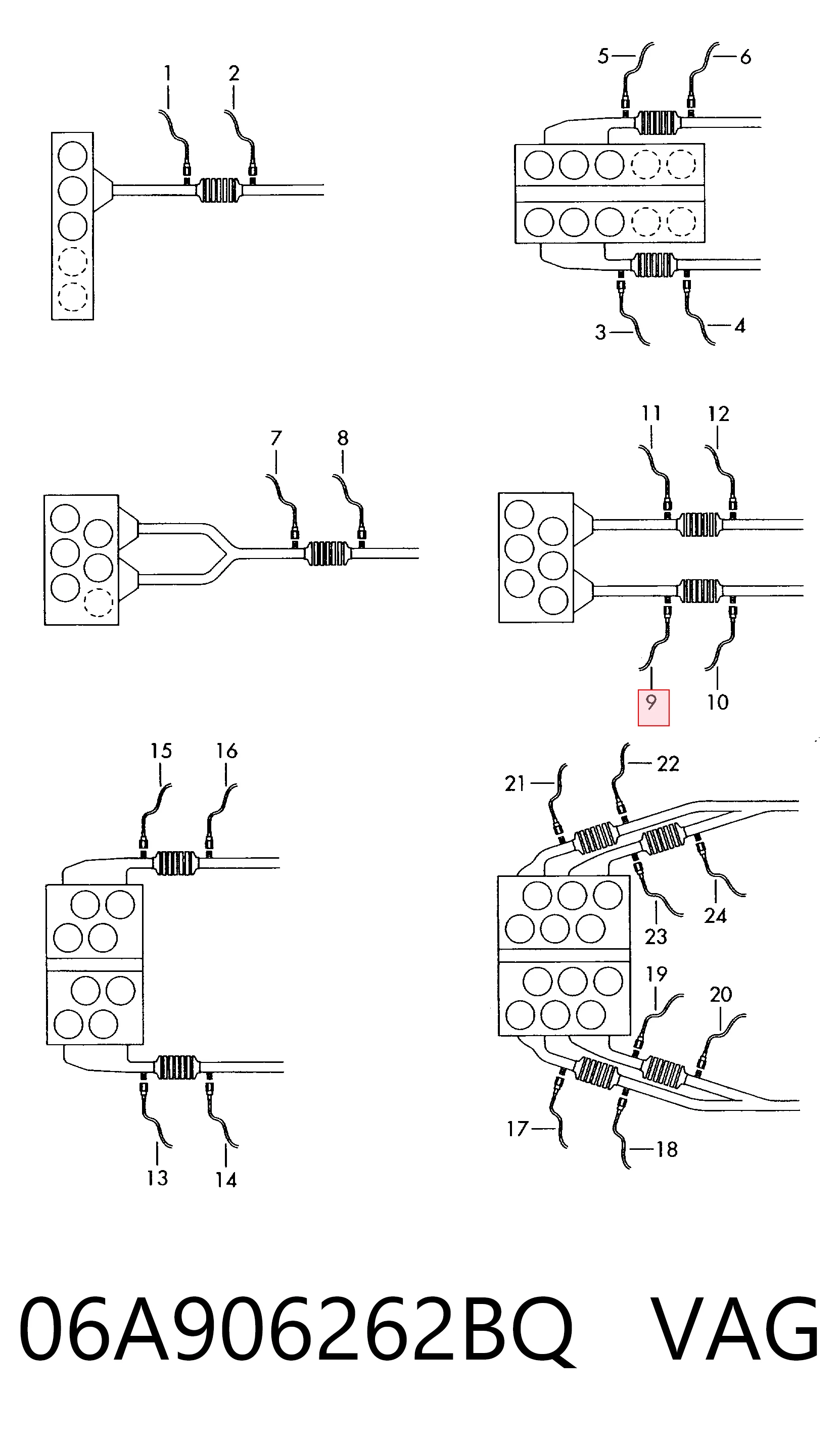 06A906262BQ VAG Sonda lambda czujnik tlenu przed katalizatorem lewy