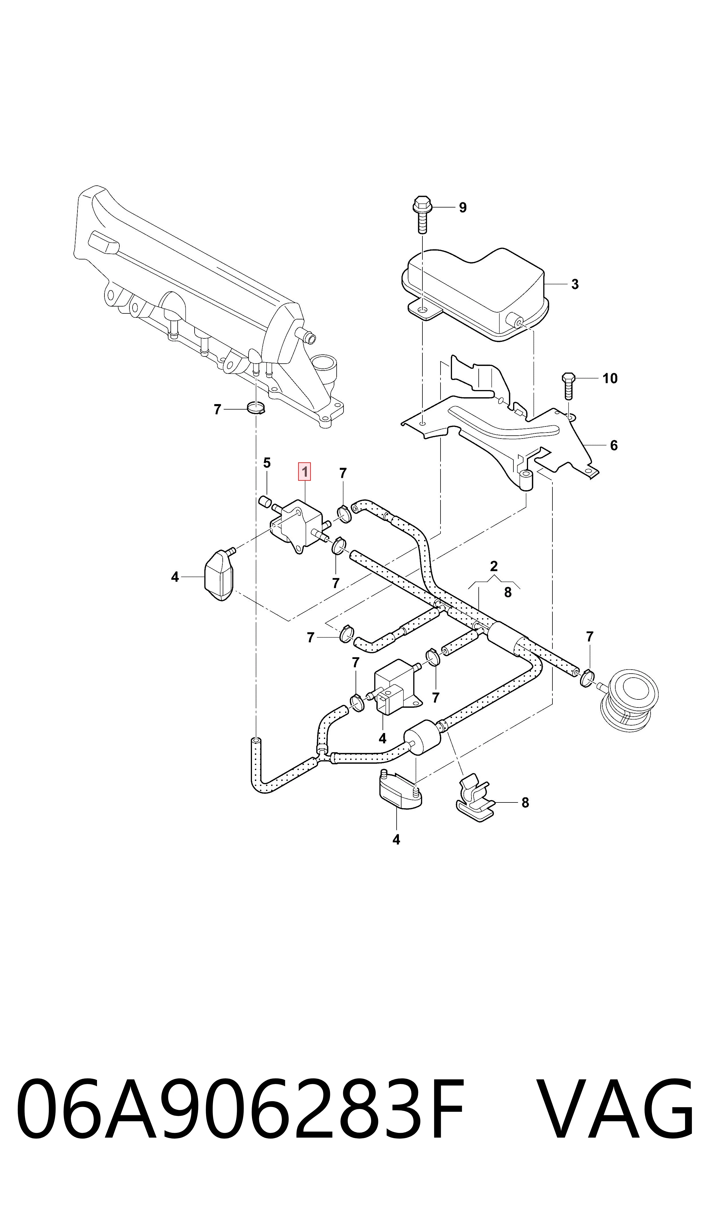 06A906283F VAG Przetwornik ciśnienia (solenoid) doładowania