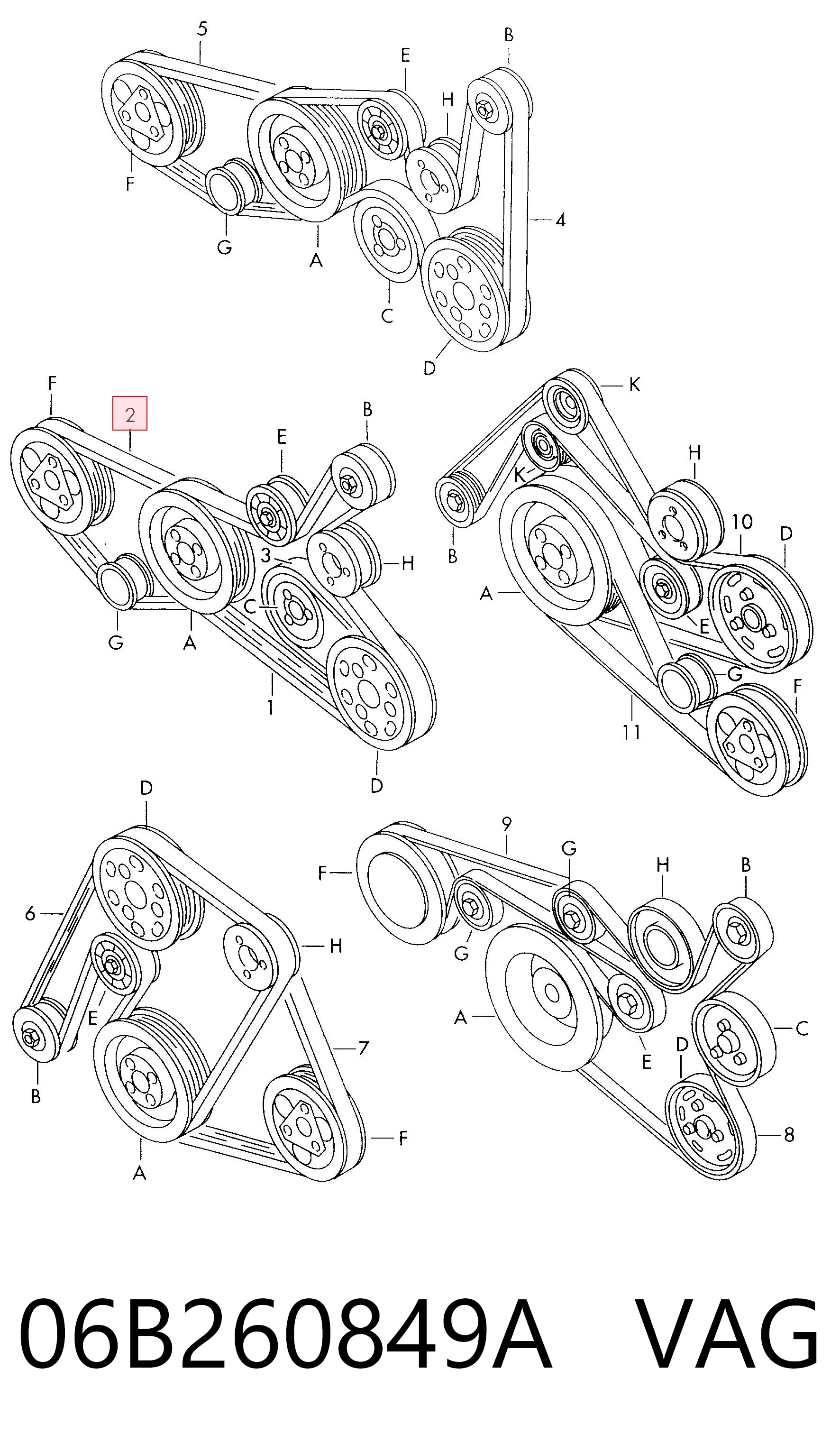 06B260849A VAG Pas napędowy mechanizmów