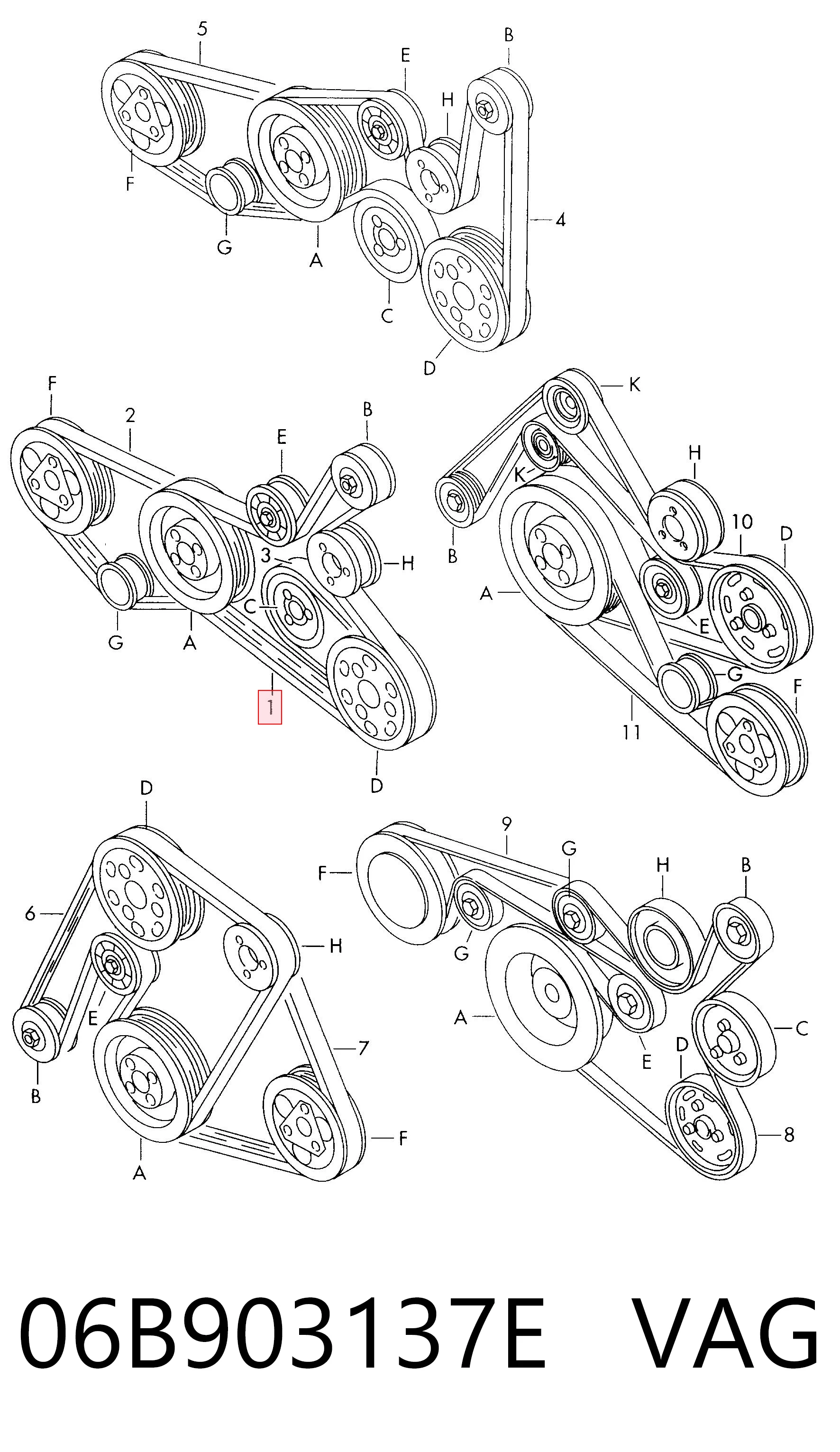 06B903137E VAG Pas napędowy mechanizmów