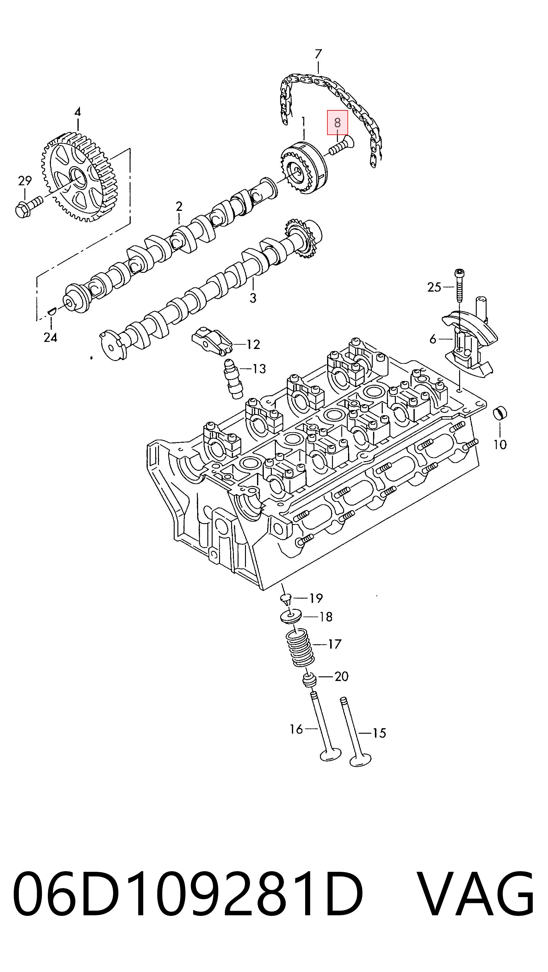 06D109281D VAG Hydrauliczna śruba faz rozrządu