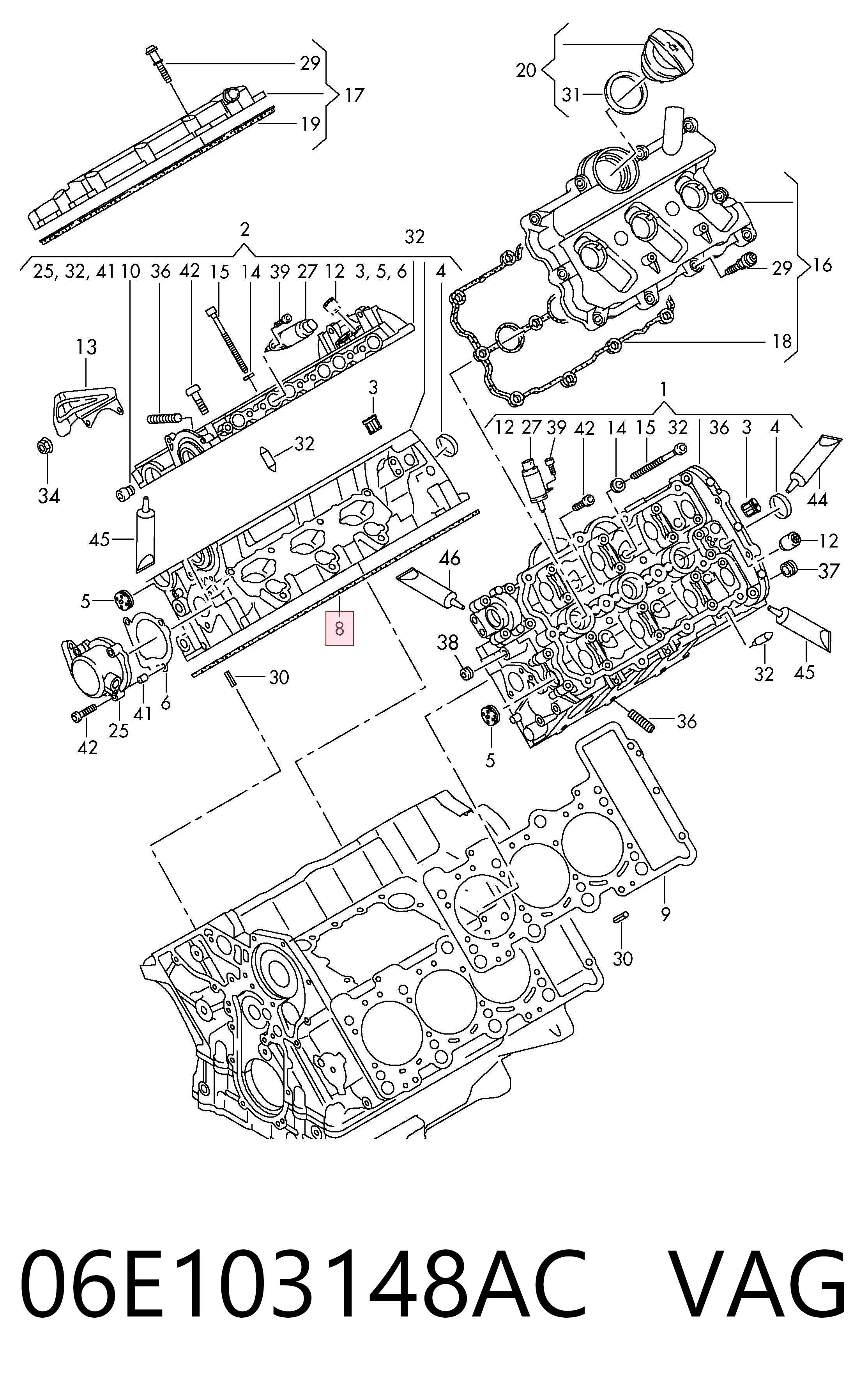 06E103148AC VAG Uszczelka głowicy cylindrów