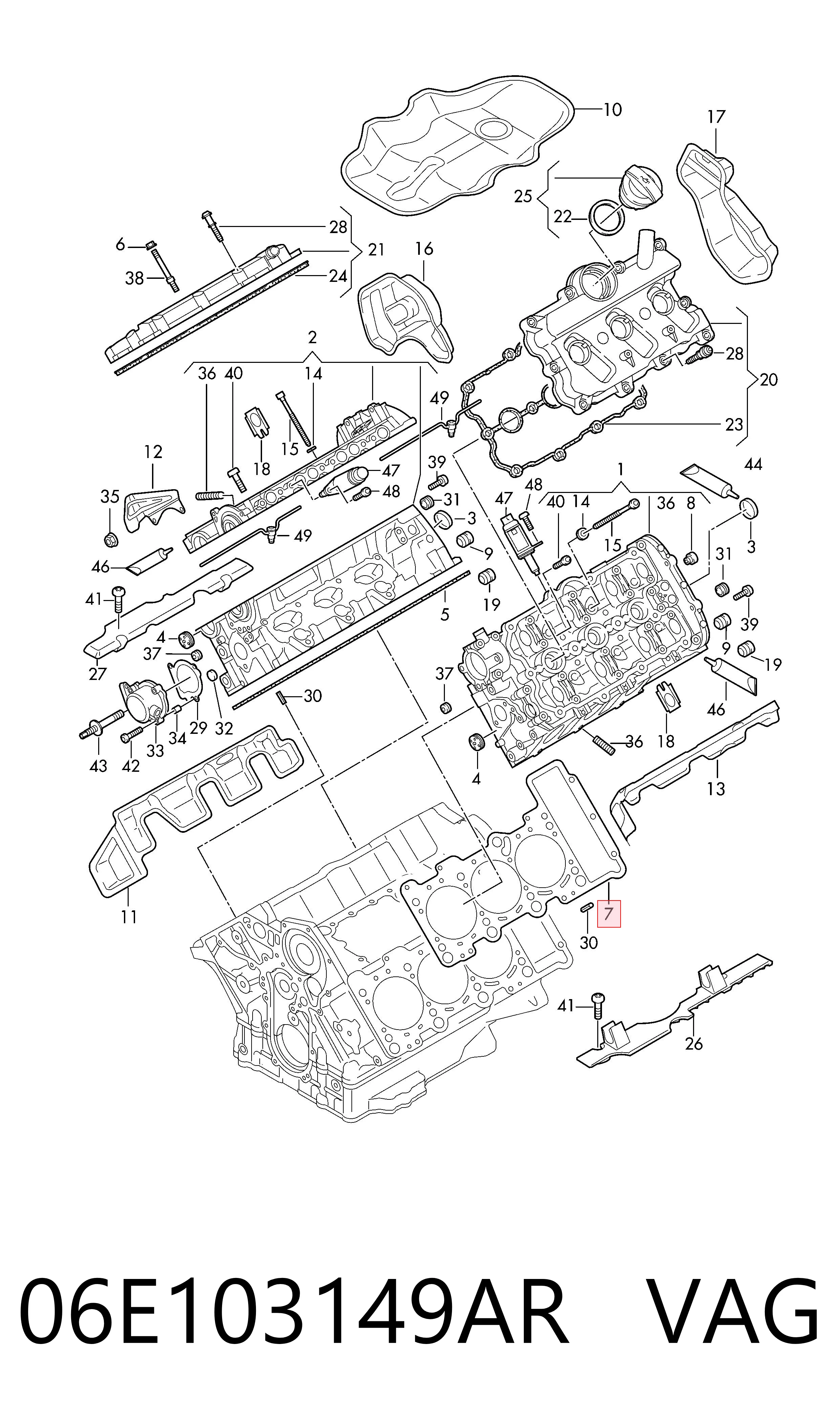 06E103149AR VAG Uszczelka głowicy cylindrów lewa