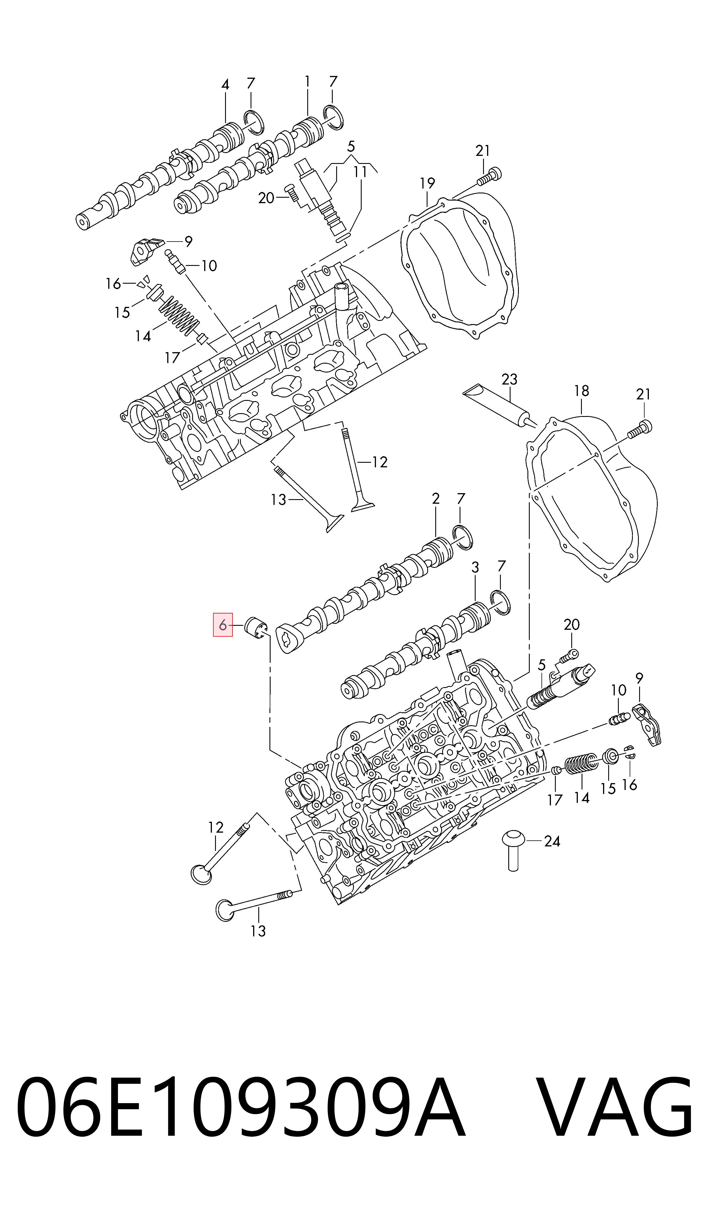 Kompensator hydrauliczny (popychacz hydrauliczny), popychacz zaworu VAG 06E109309A cena, od 136,16 USD
