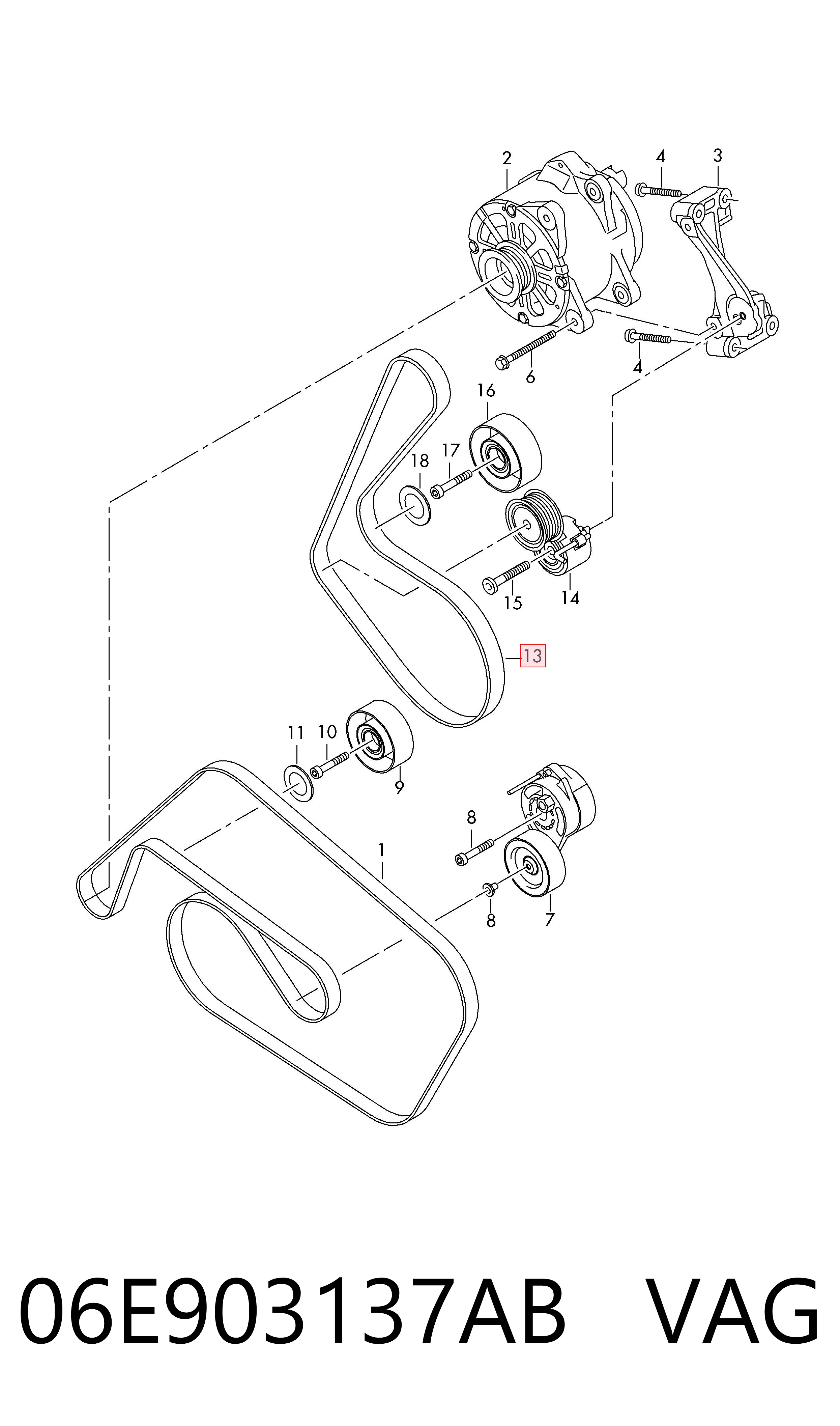 Pas napędowy mechanizmów VAG 06E903137AB cena, od 14,81 USD