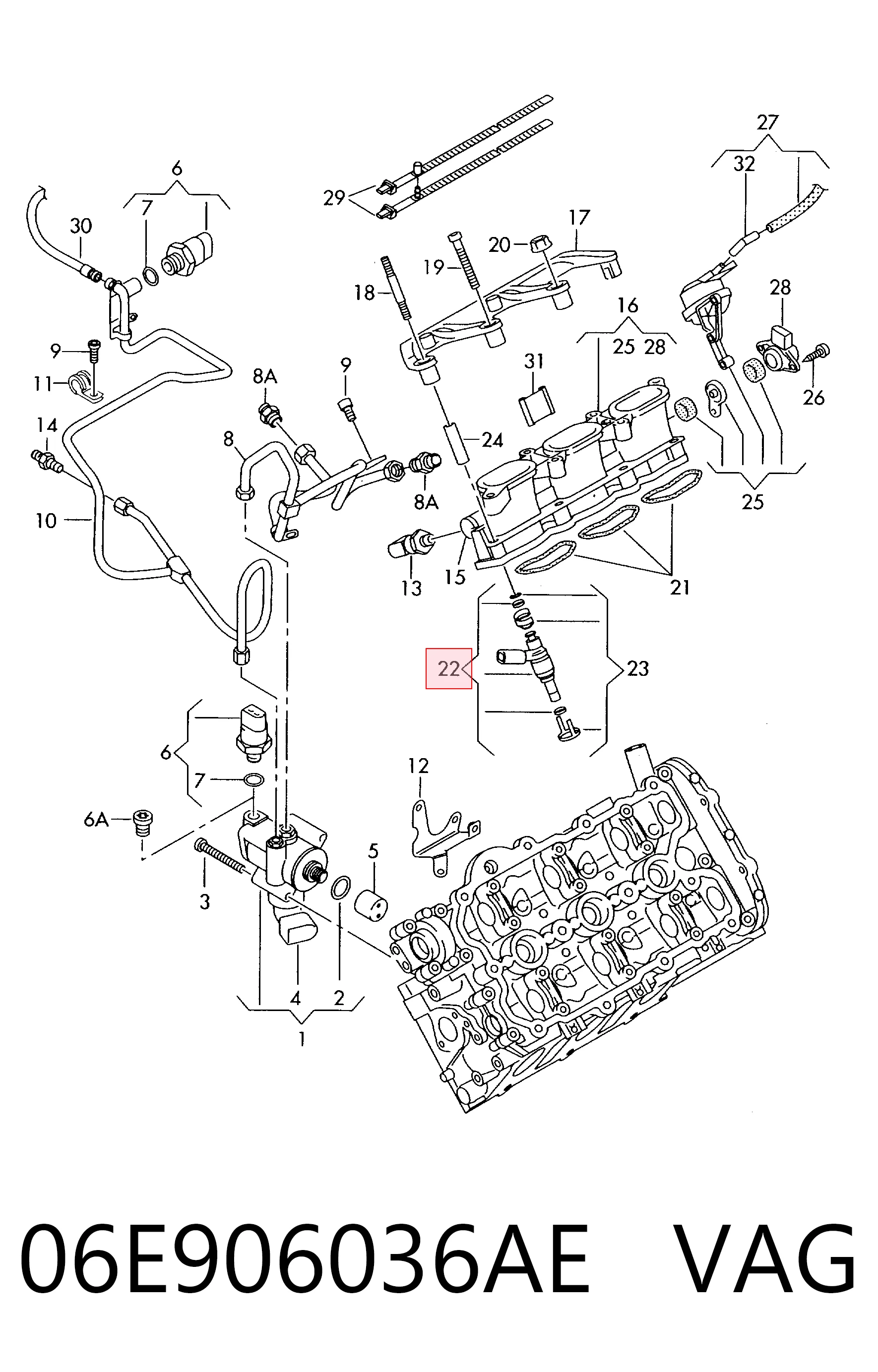 Wtryskiwacz paliwa VAG 06E906036AE cena, od 120,64 USD